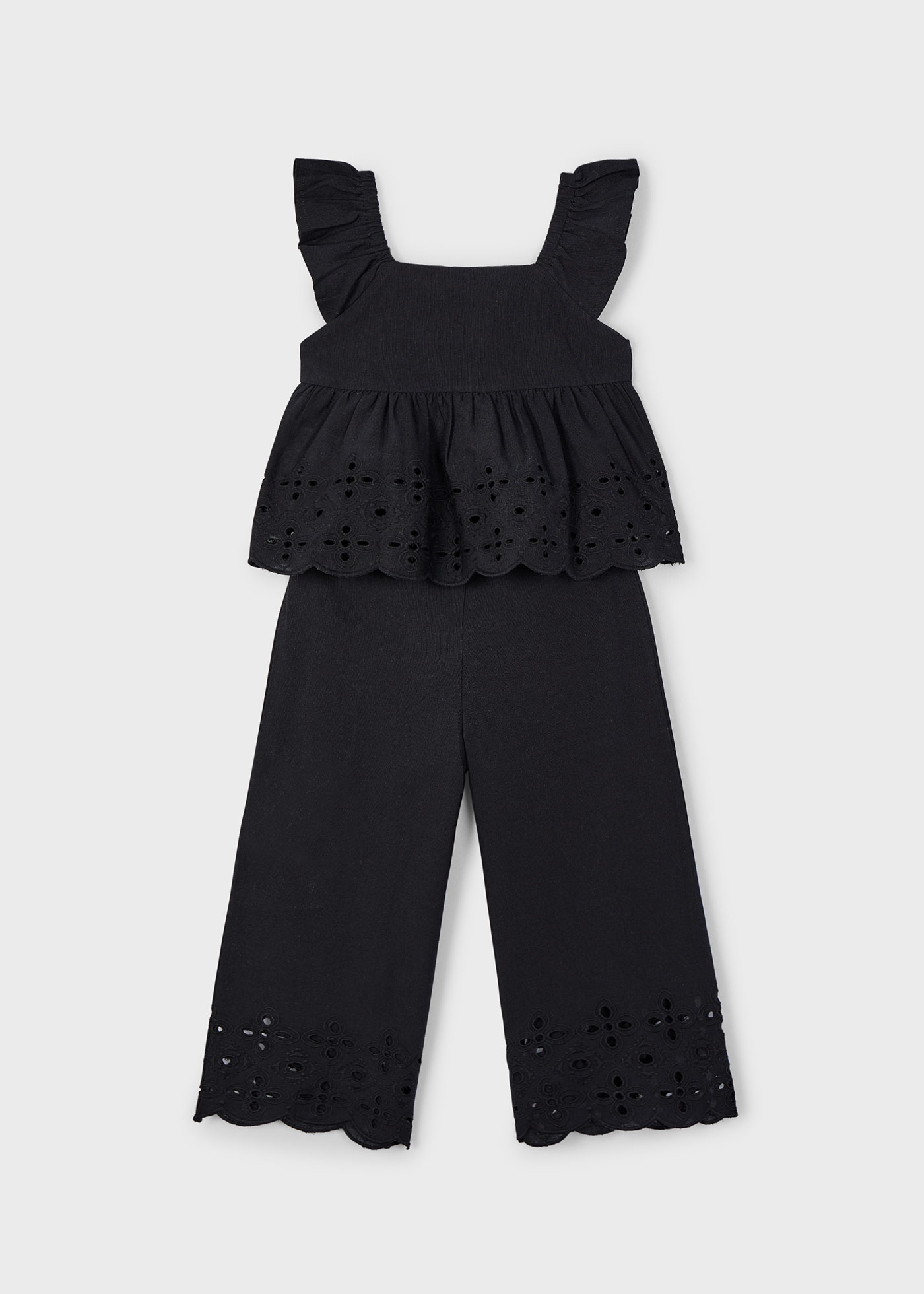 Set pantaloni si top perforat fetita