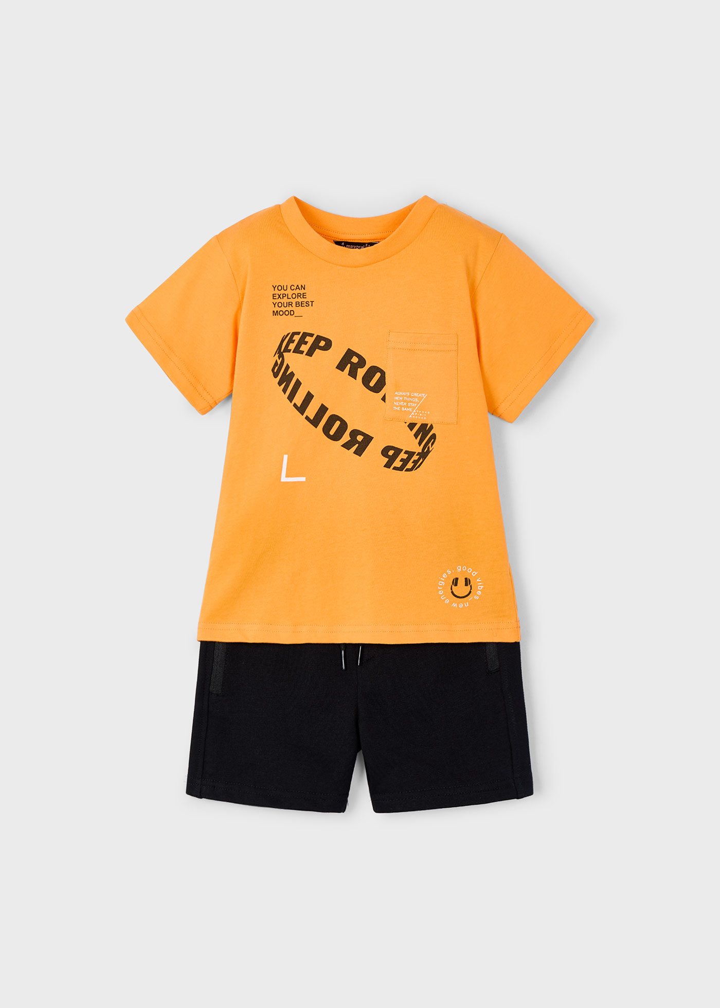 Boy text print shorts and t-shirt set