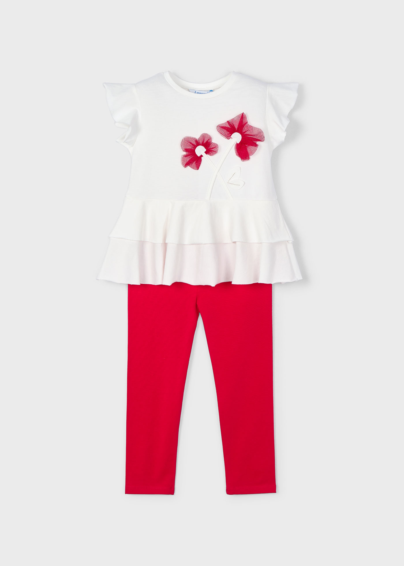 Set colanti si tricou flori fetita
