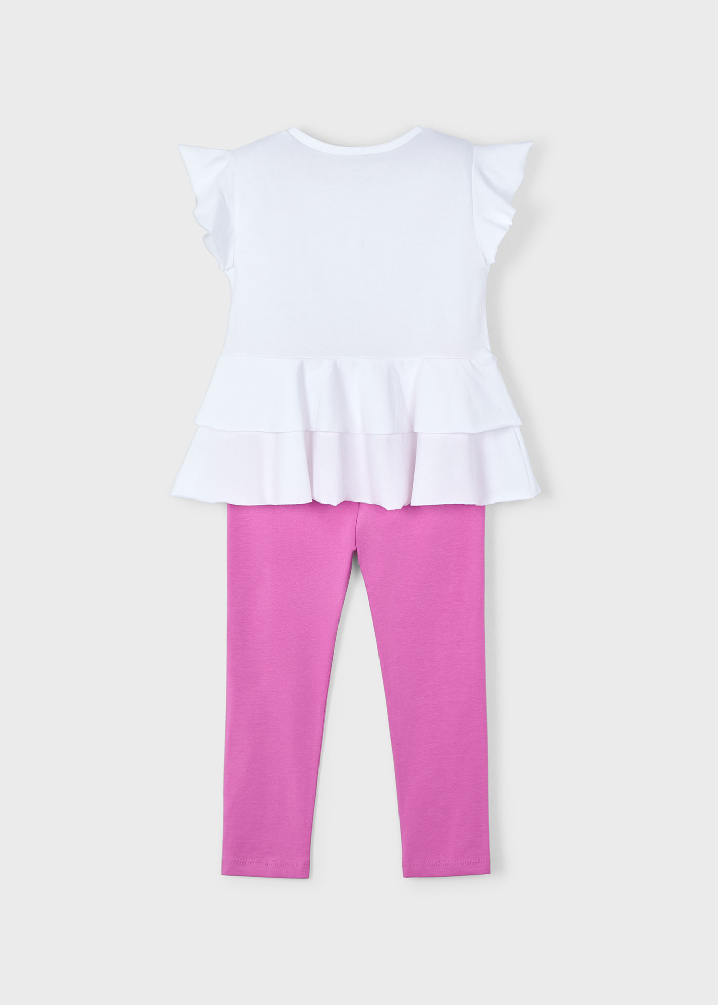 Conjunto legging tobillero y camiseta flores niña