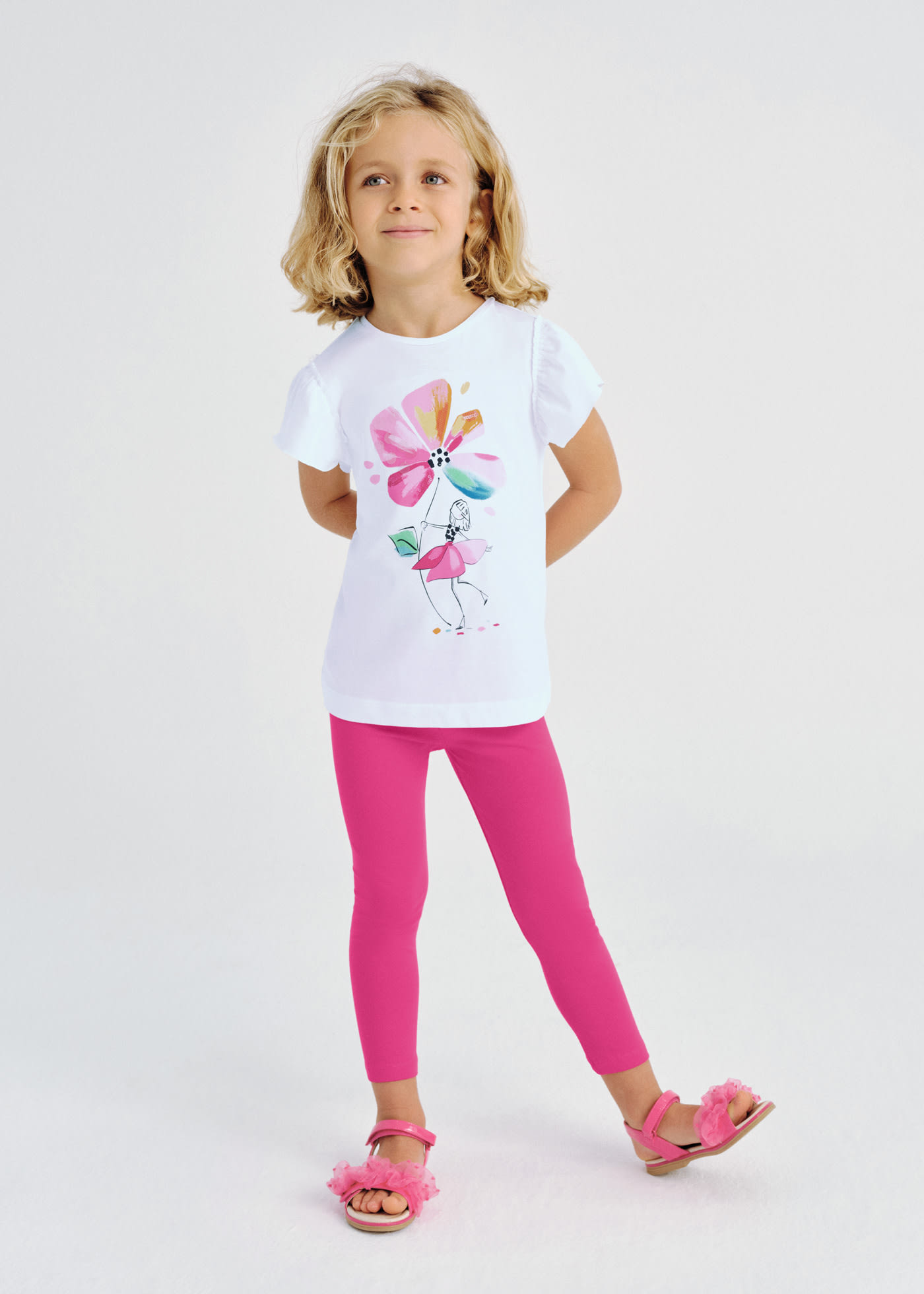 Completo leggings e maglietta fiore bambina