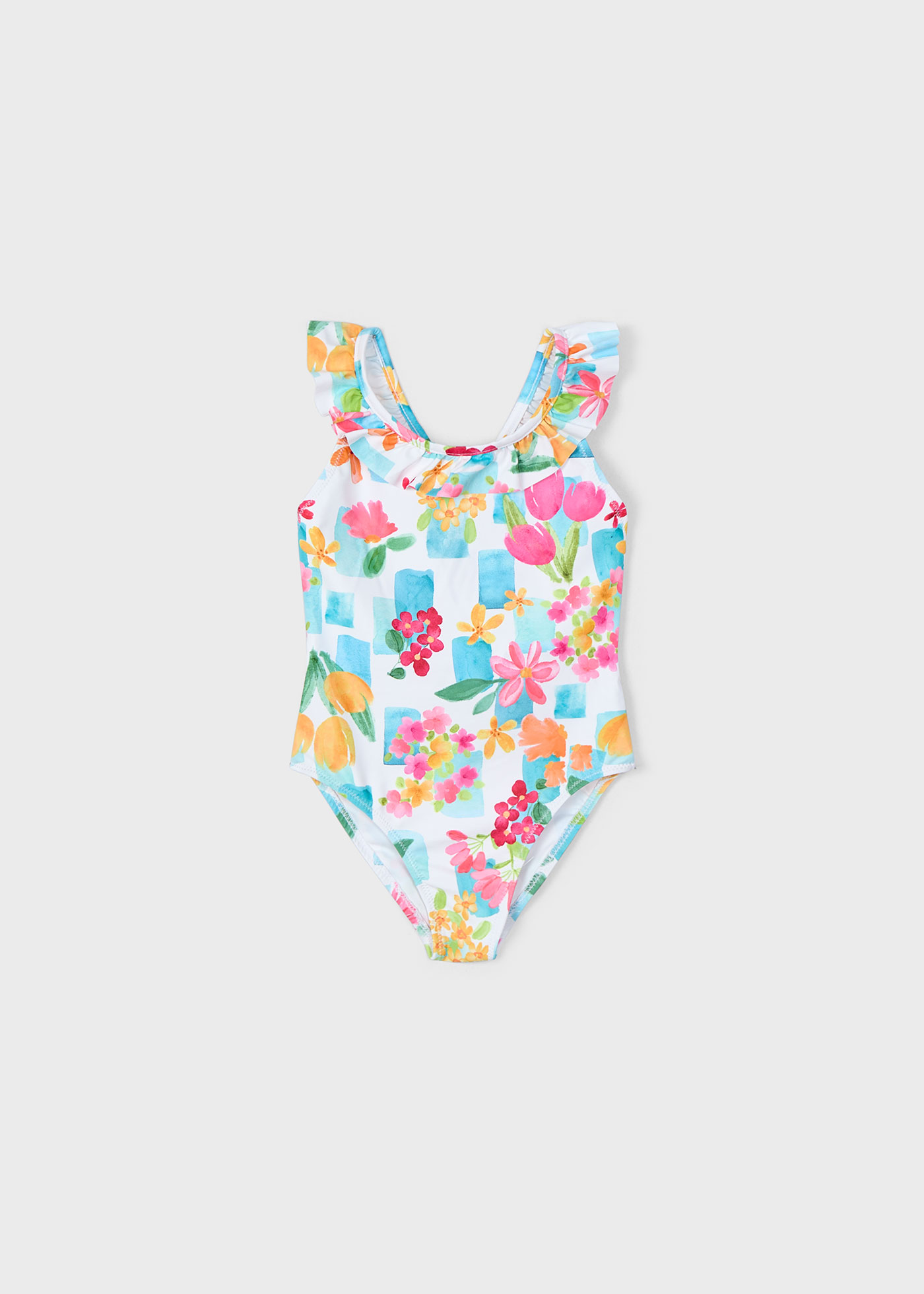 Costum de baie imprimeu volane fetita