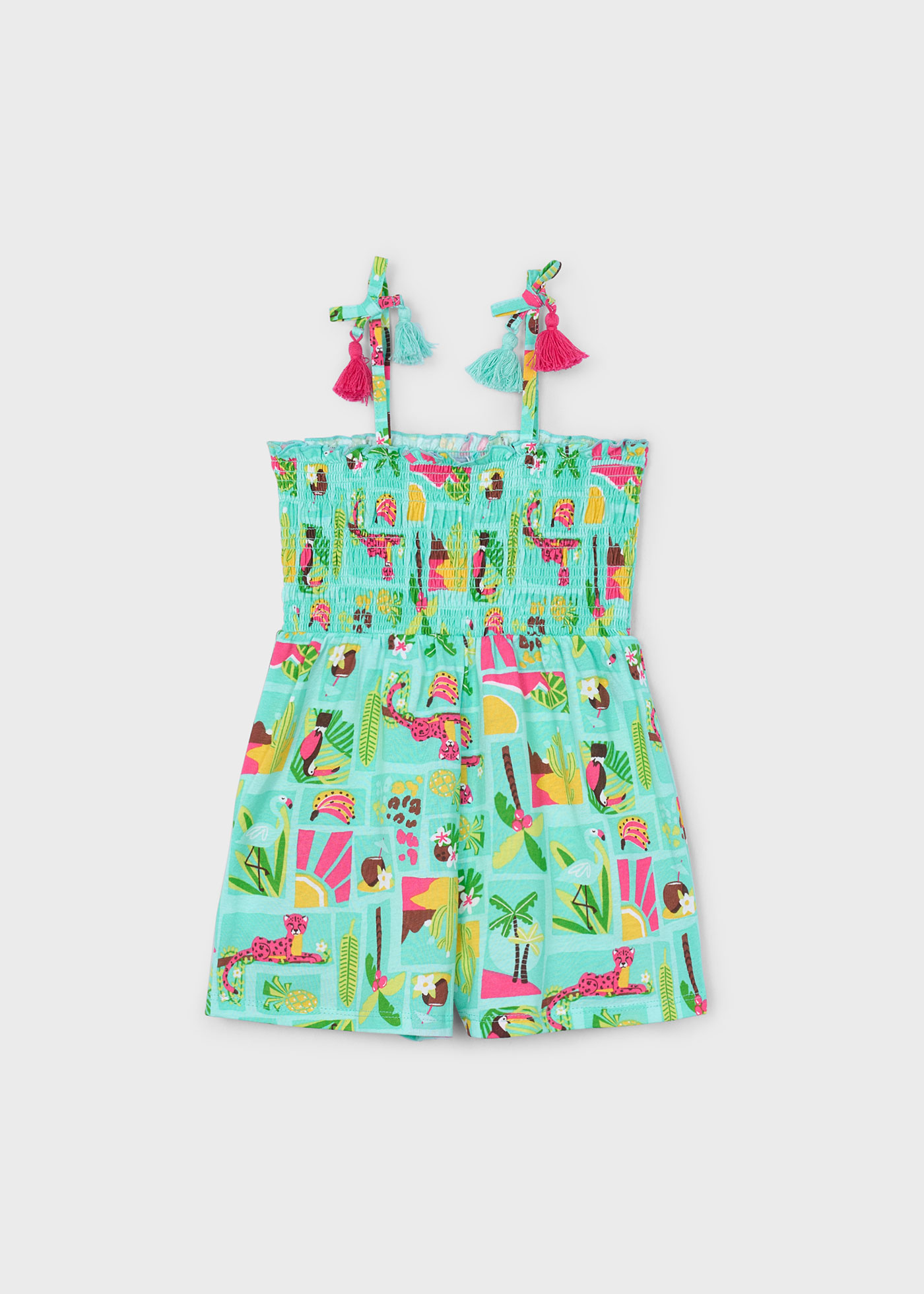 Girl Printed Smocked Romper