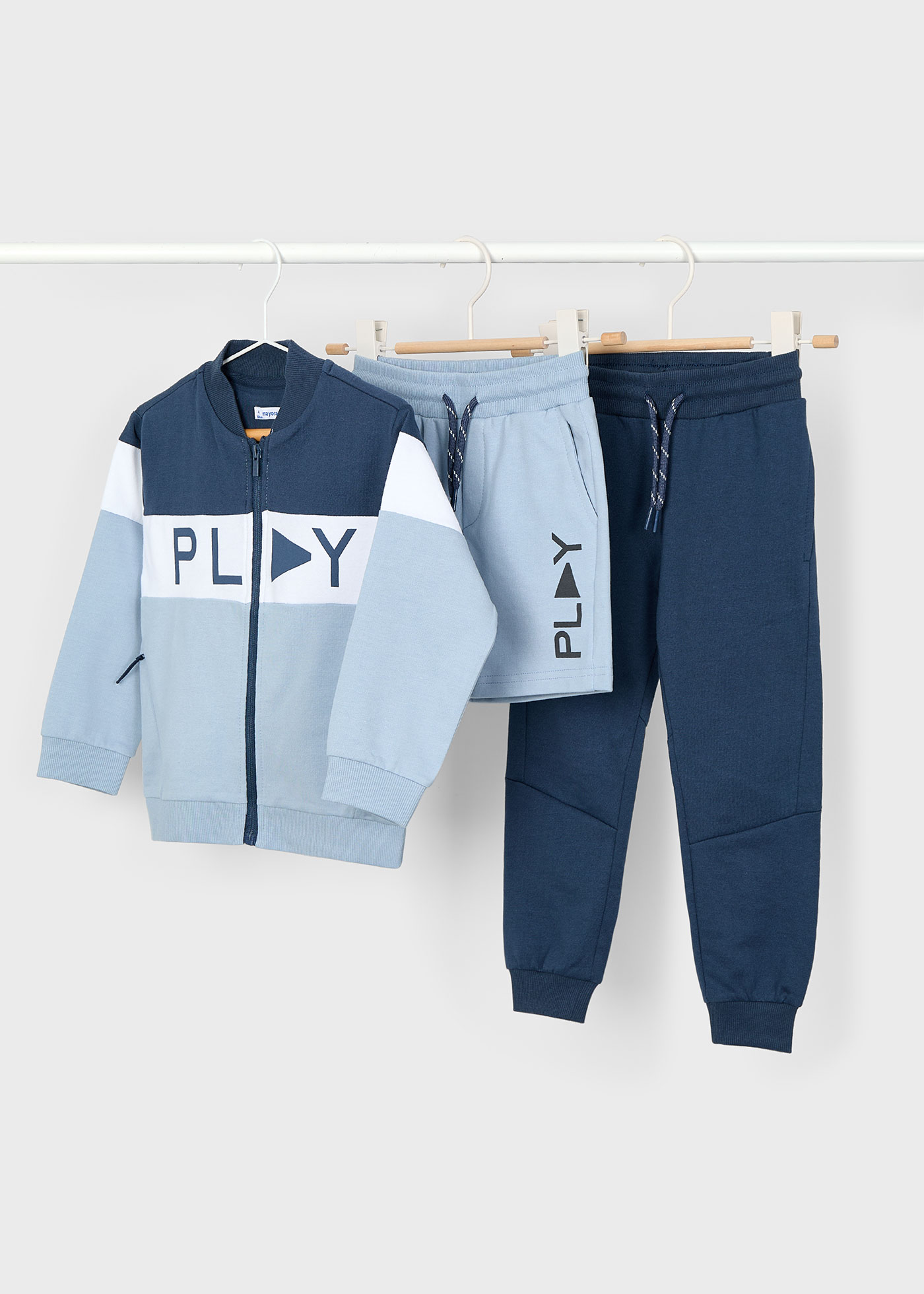 Boy 3 piece shorts and trousers tracksuit set