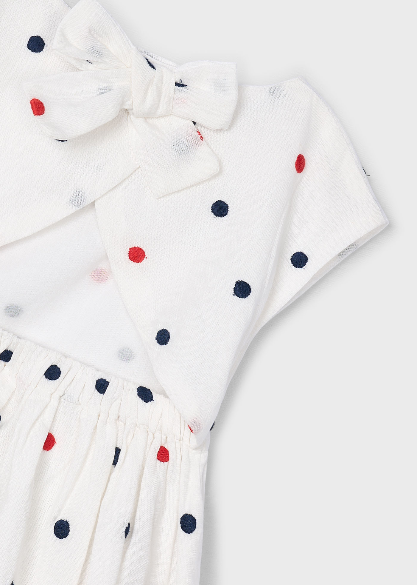 Girl embroidered polka dot dress