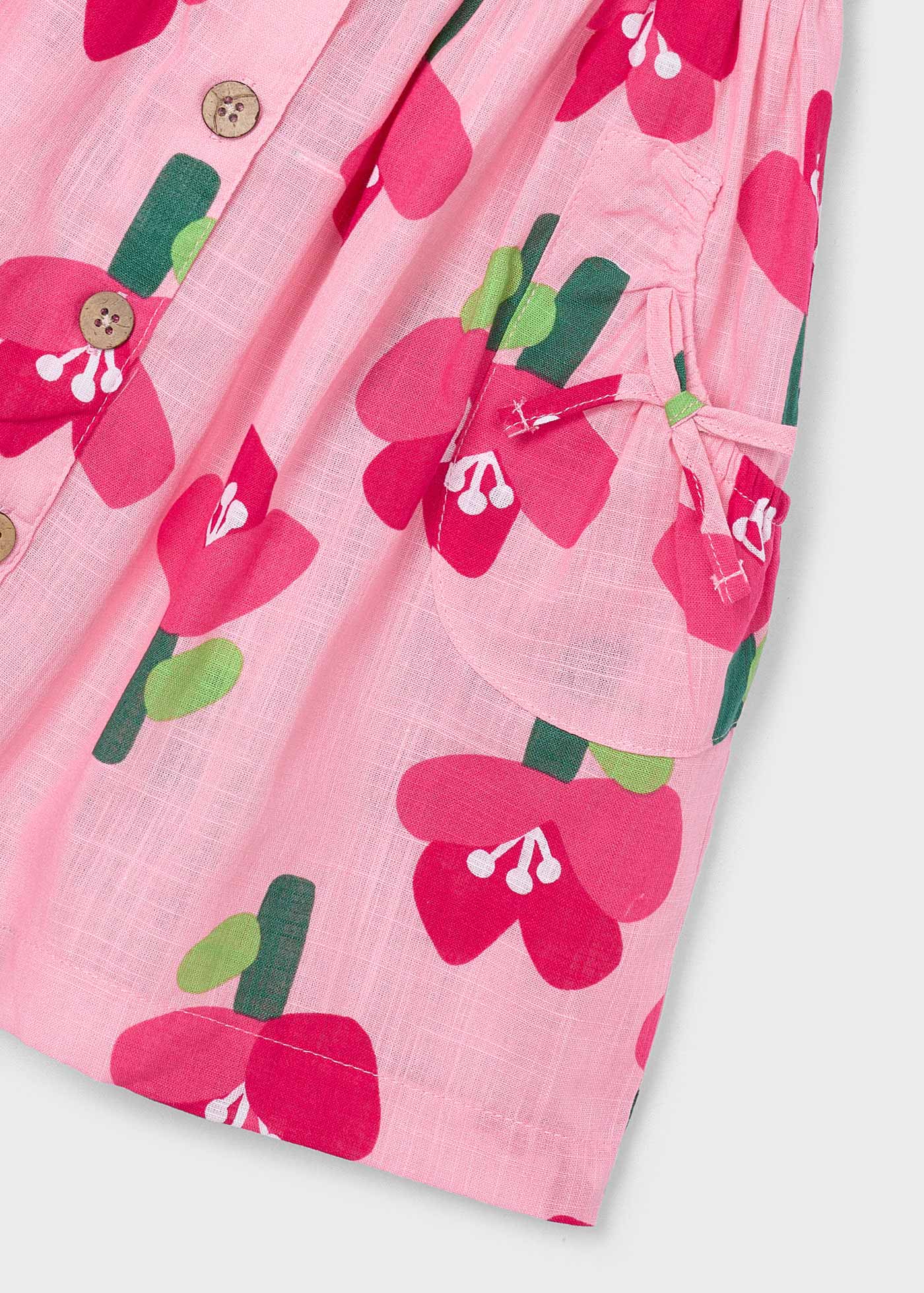 Kleid Motivdruck Blumen Knöpfe Mädchen