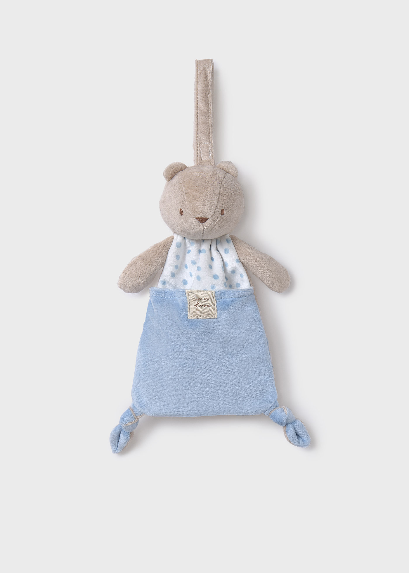 Baby soft toy with dummy holder