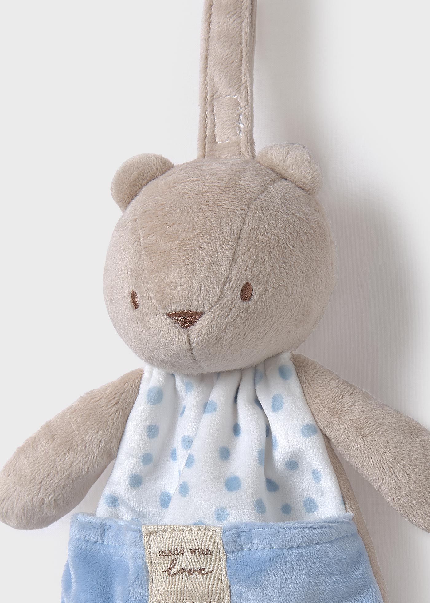 Baby soft toy with dummy holder