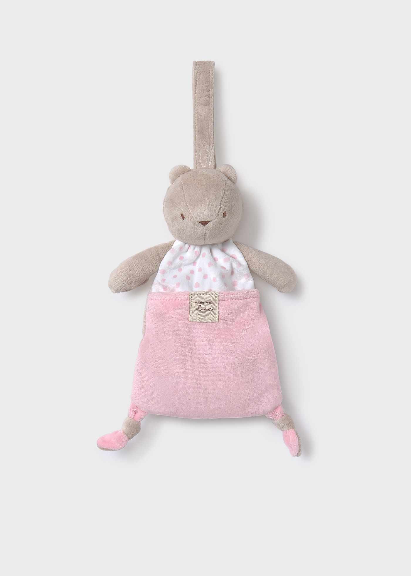 Baby soft toy with dummy holder