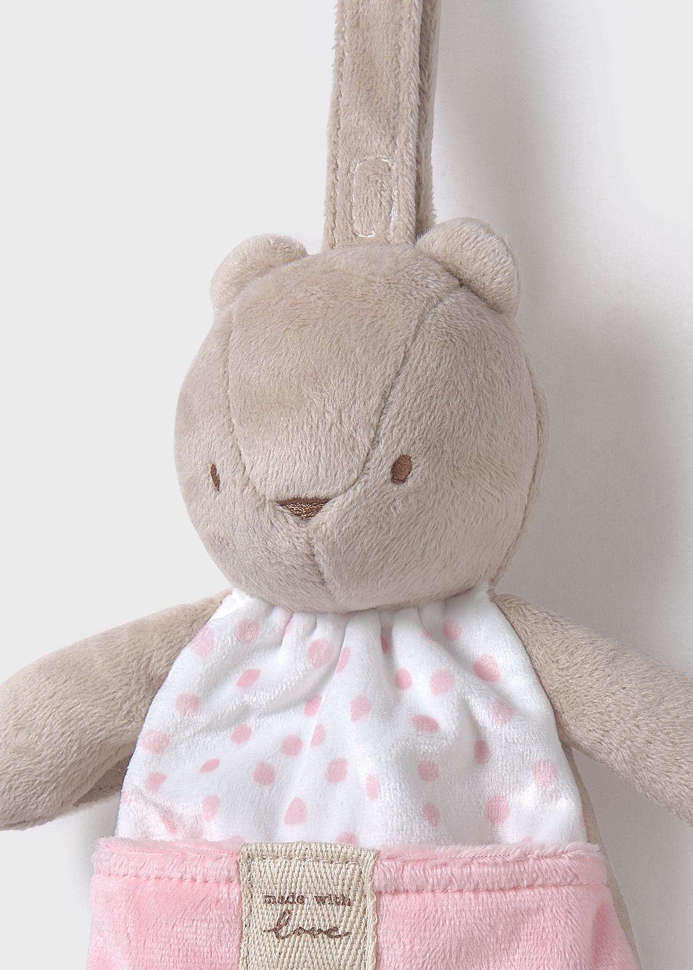 Baby soft toy with dummy holder