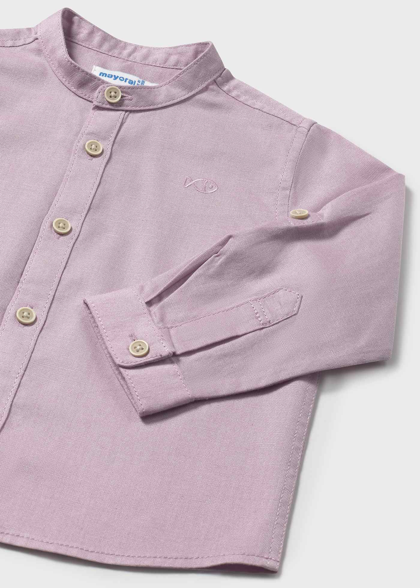 Camisa linho gola mao bebé