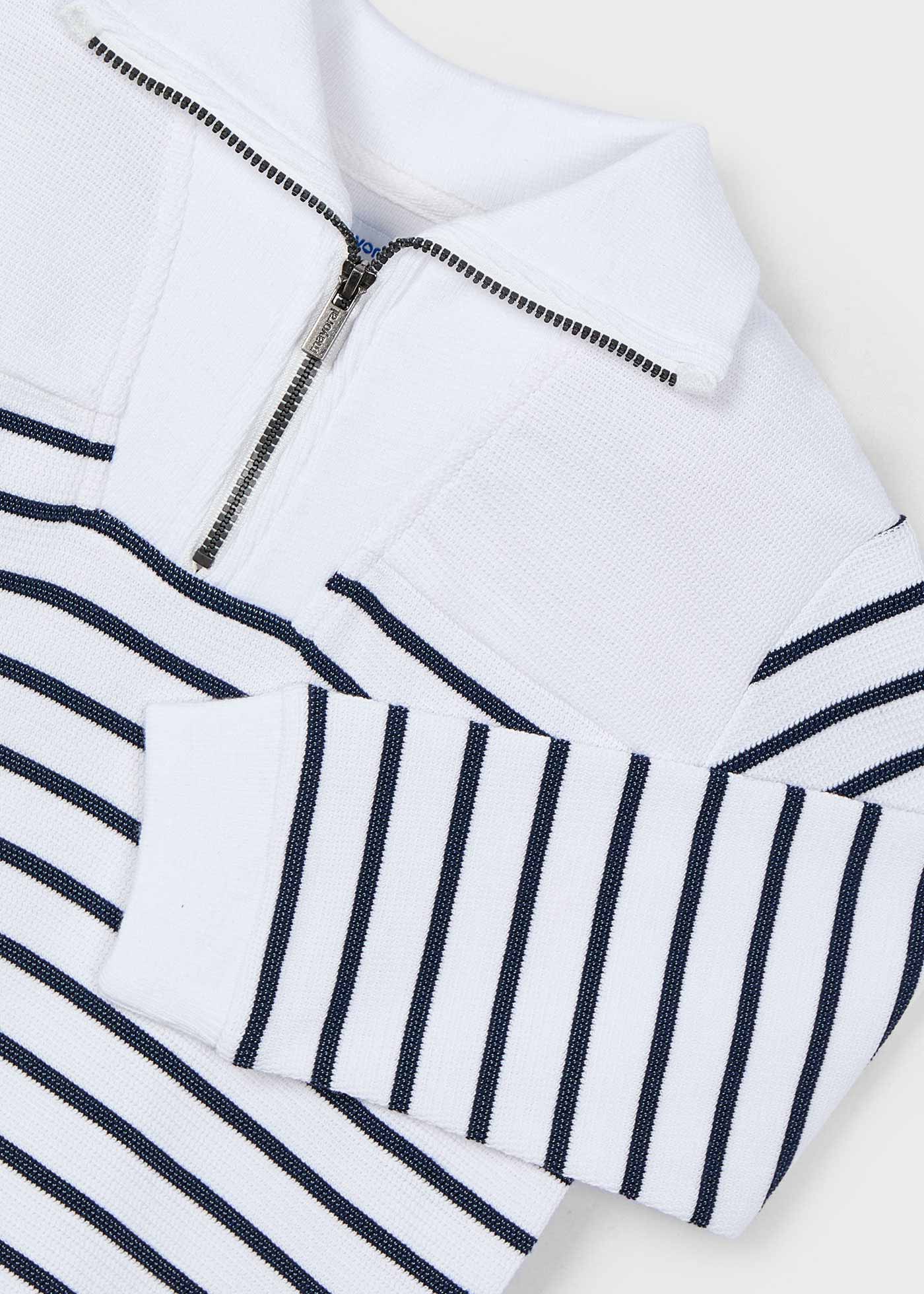 Boy striped quarter zip jumper