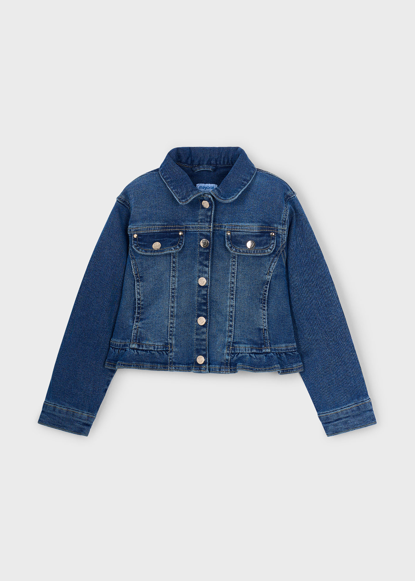 Girl ruffle hem denim jacket