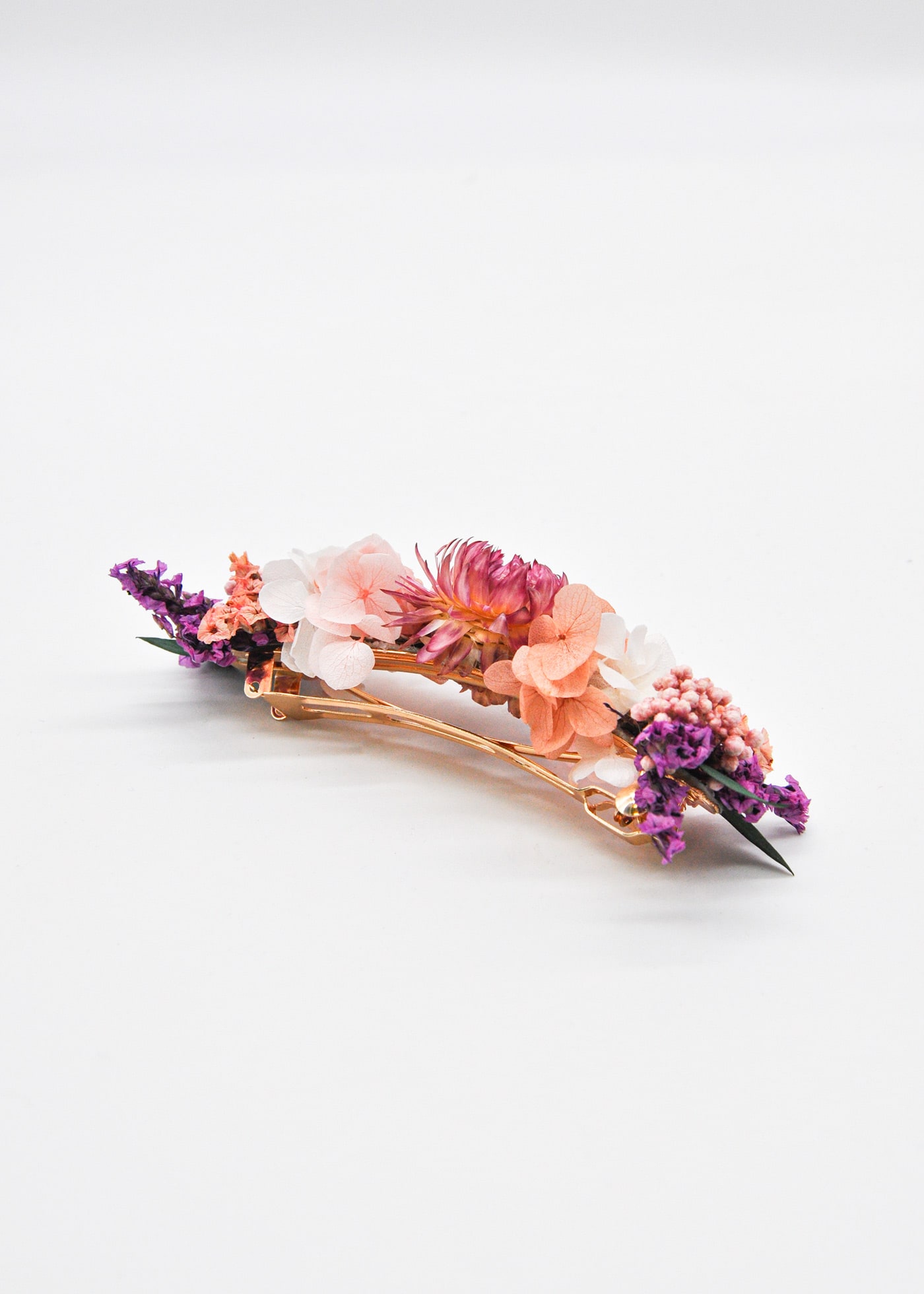 Barrette de communion avec fleurs conservées fille