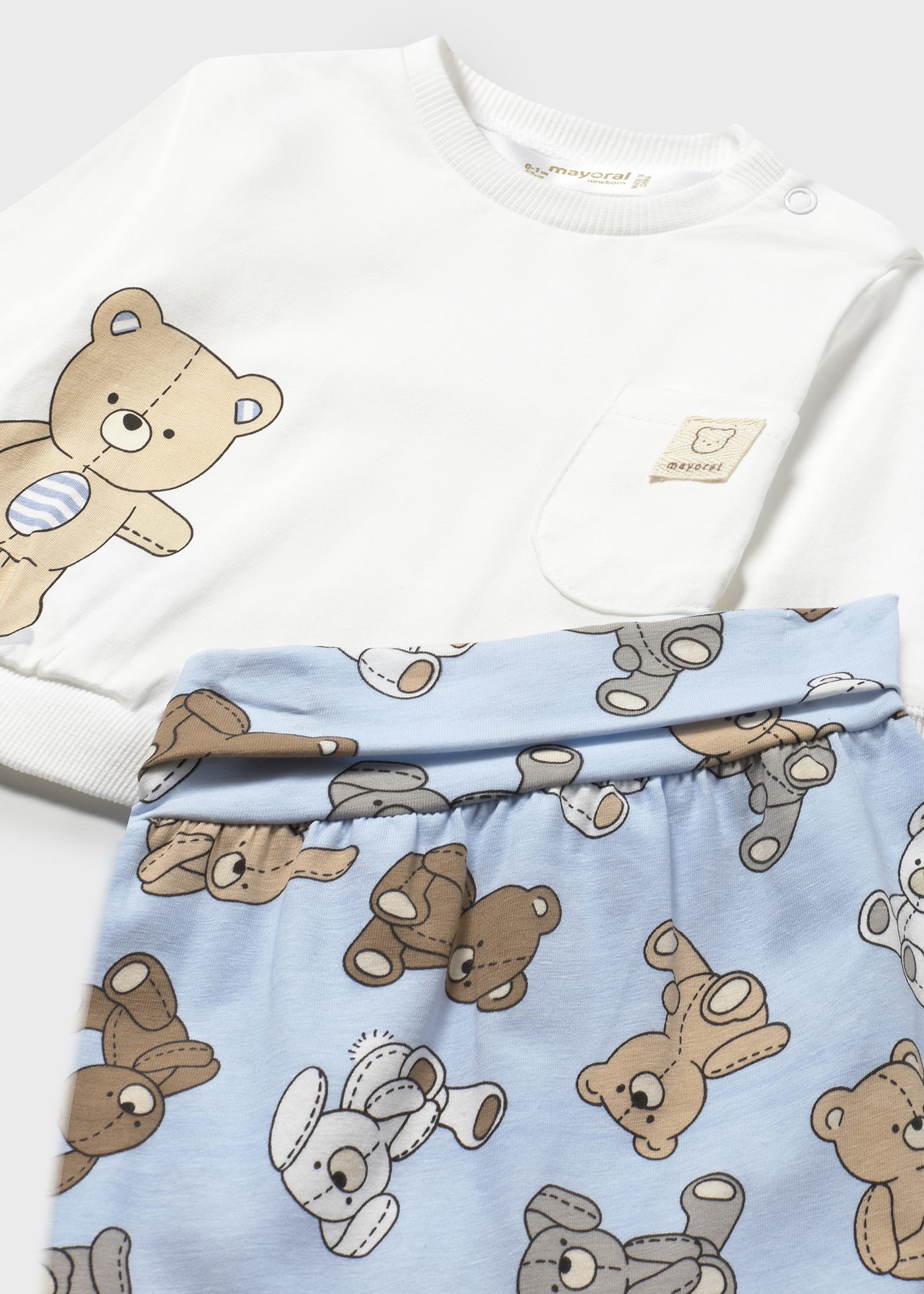 Newborn boy teddy print leggings and top set