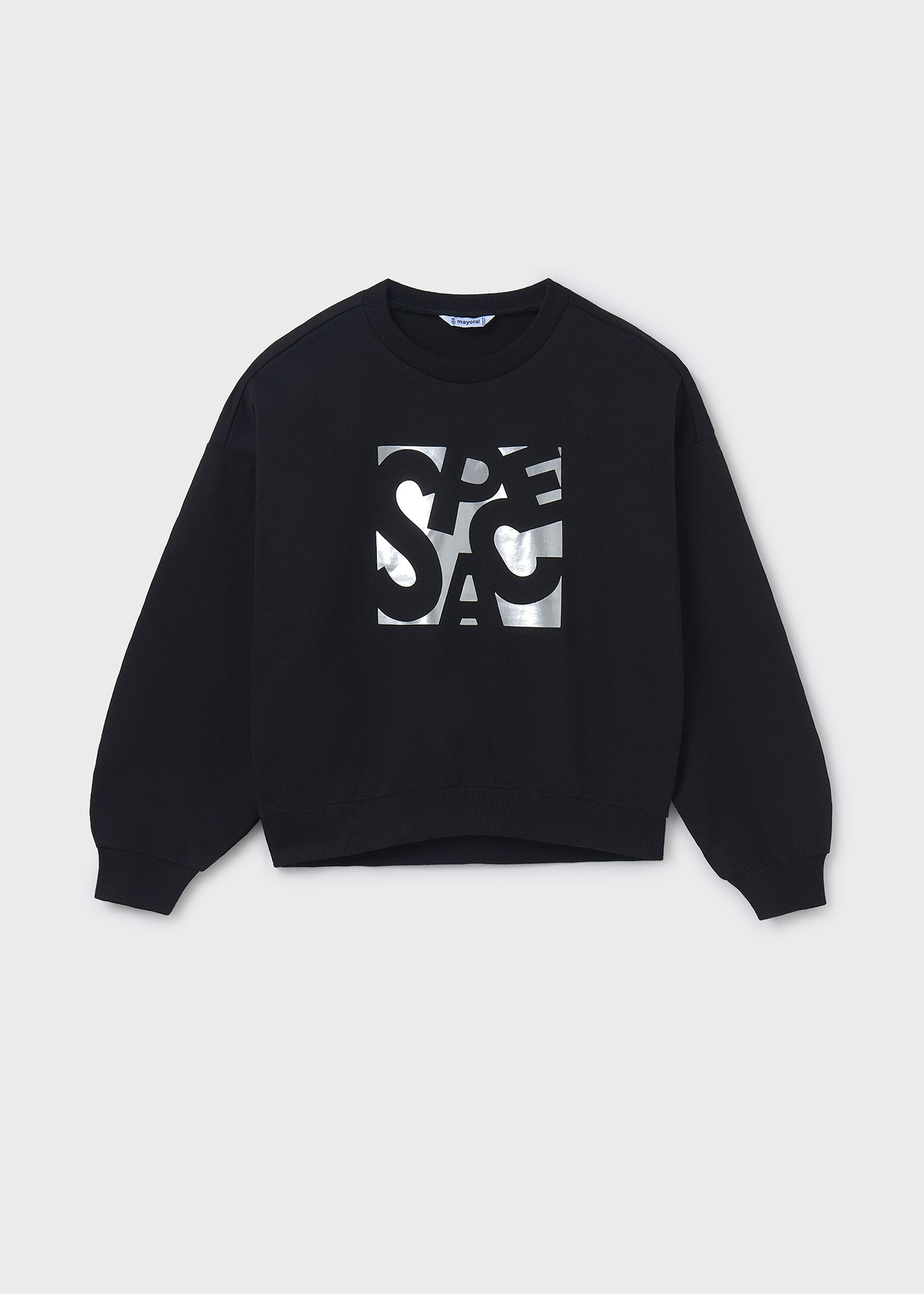 Girl Metallic Text Sweatshirt