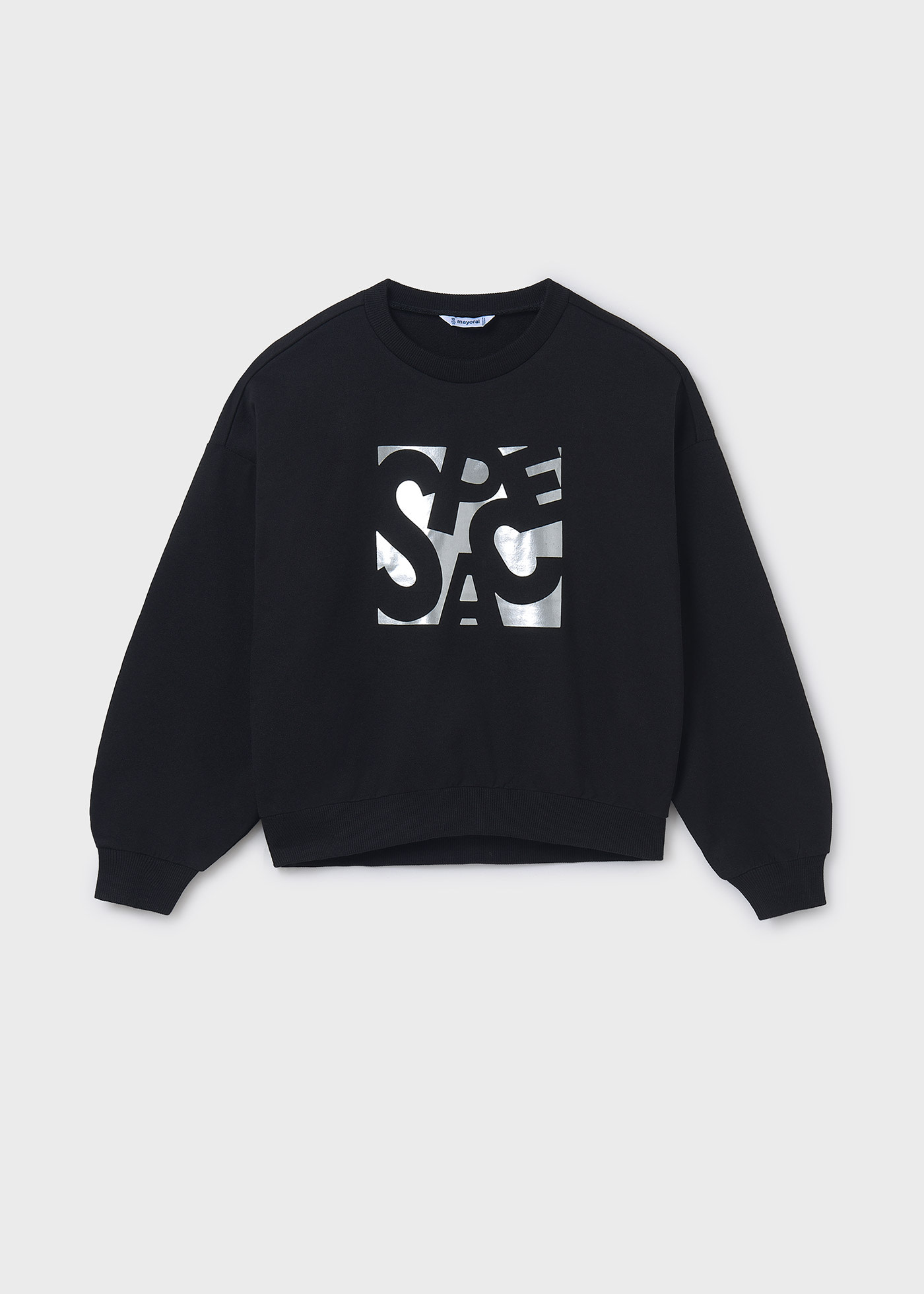 Sweat texto metalizada rapariga