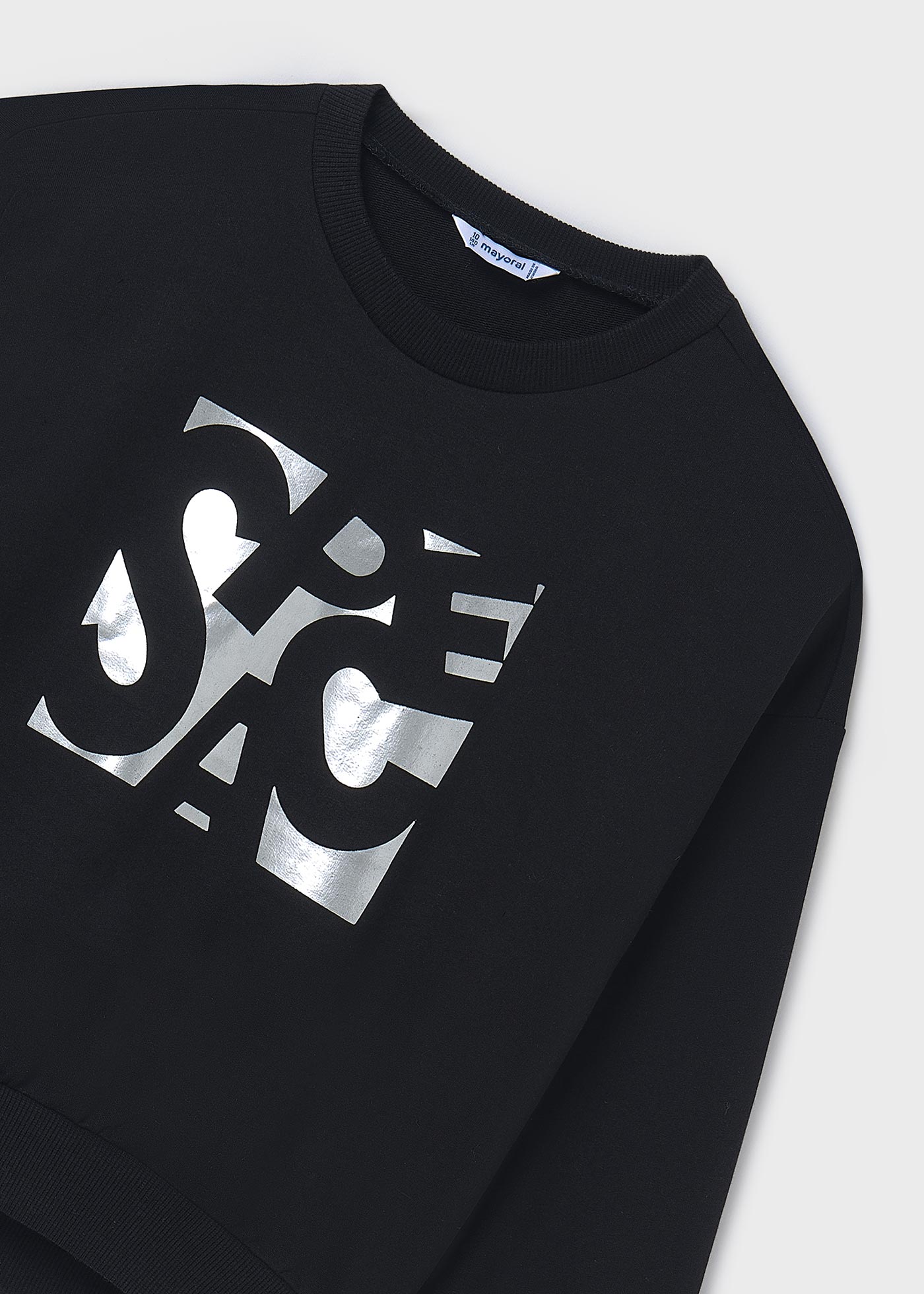Sweat texto metalizada rapariga