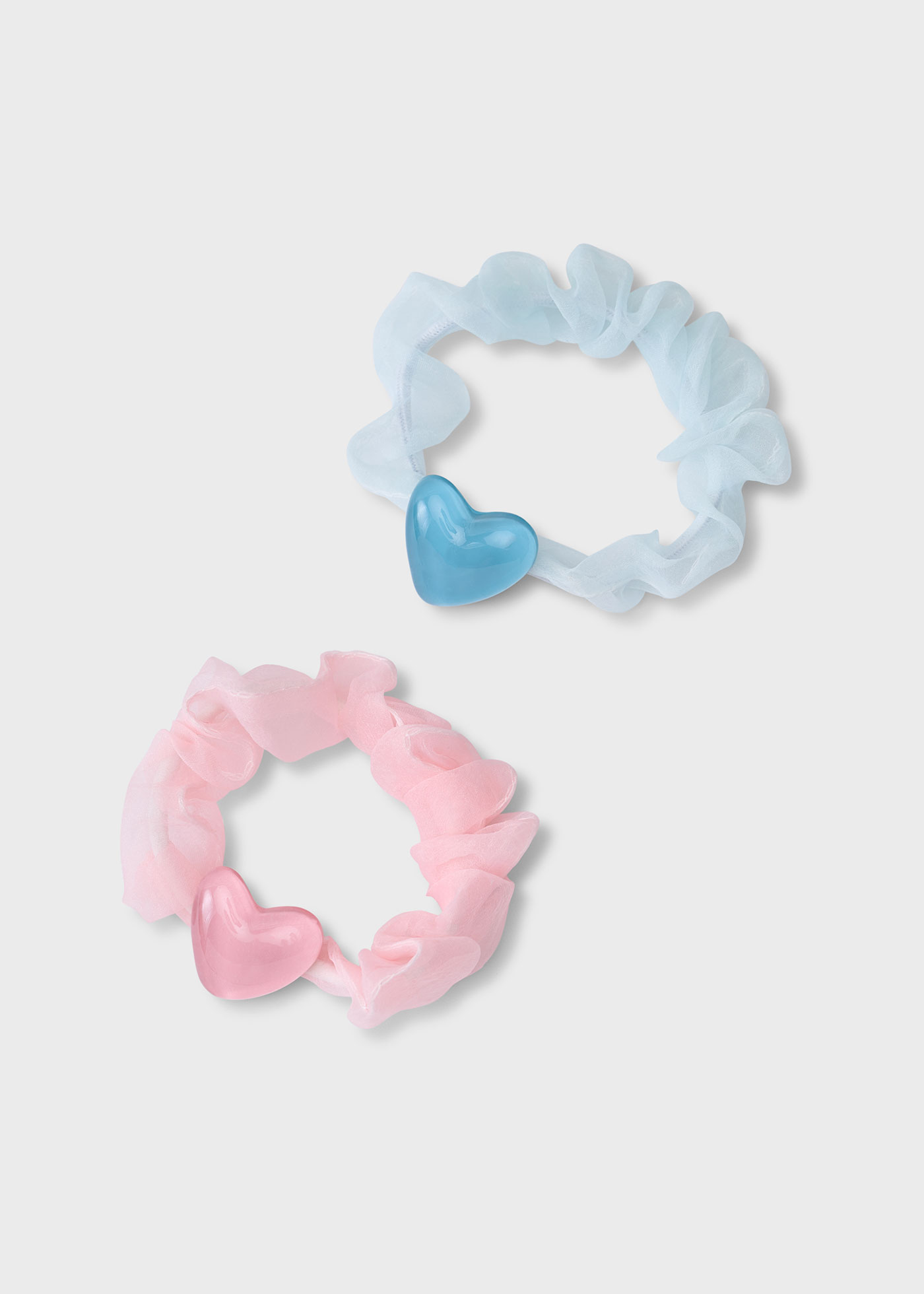 Girl set of 2 heart hair ties