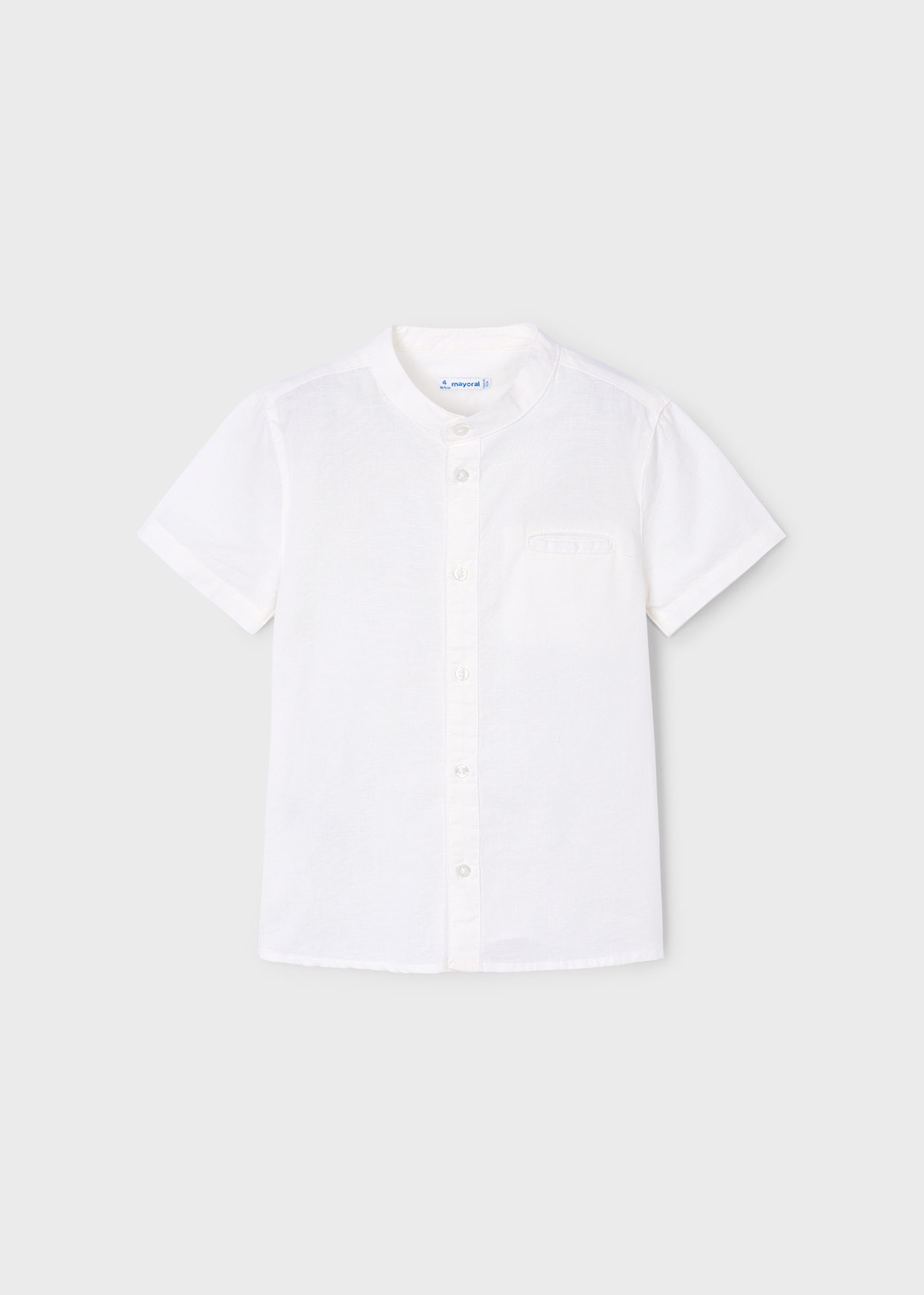 Boy Linen Mandarin Collar Shirt