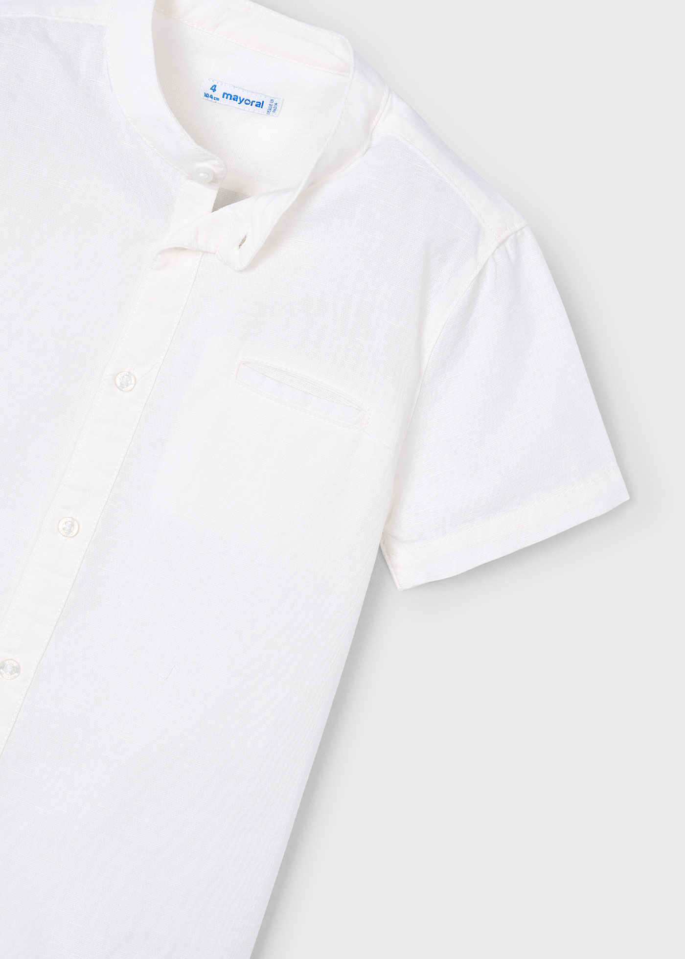 Boy Linen Mandarin Collar Shirt