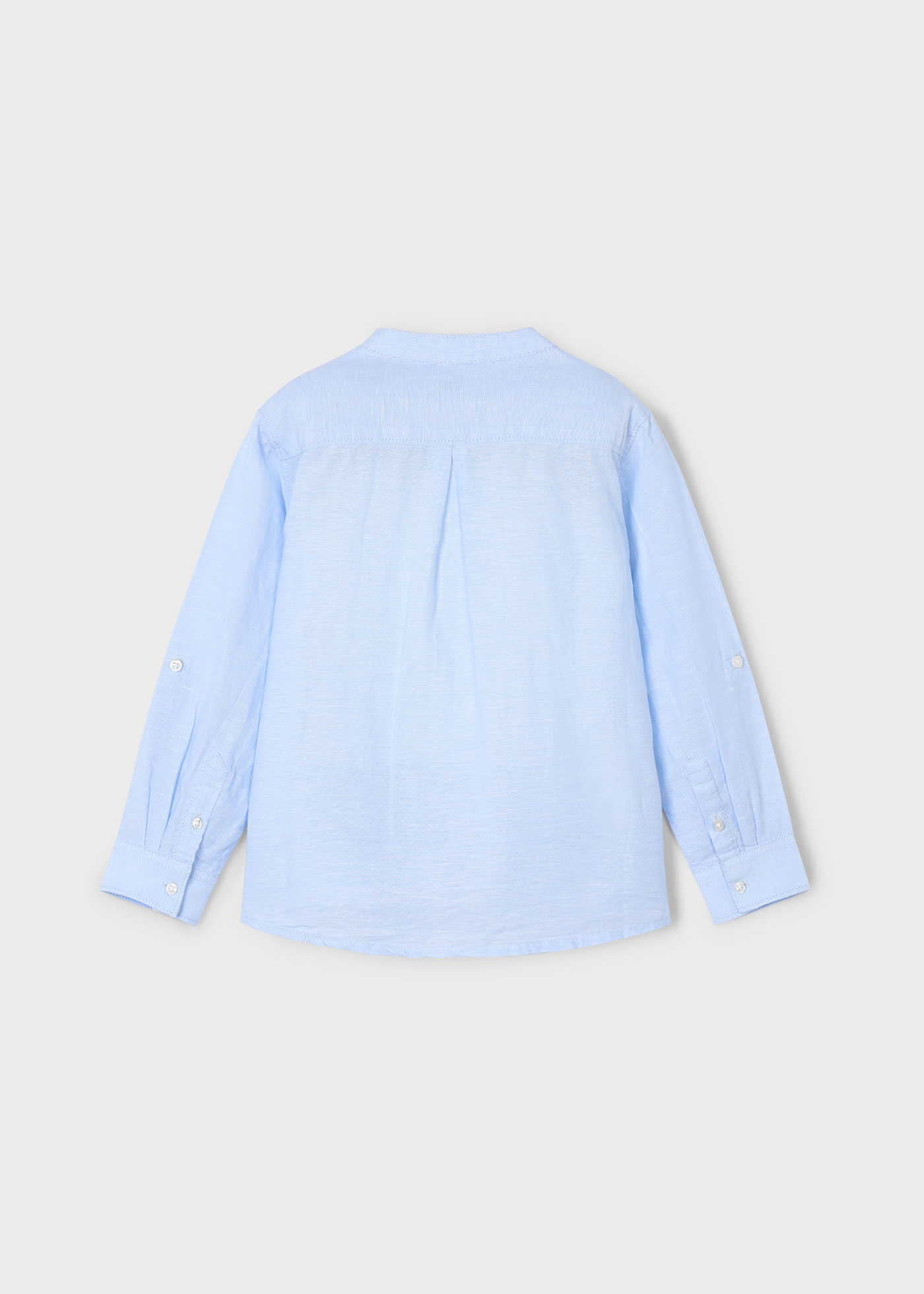 Boy Long Sleeve Linen Mandarin Collar Shirt