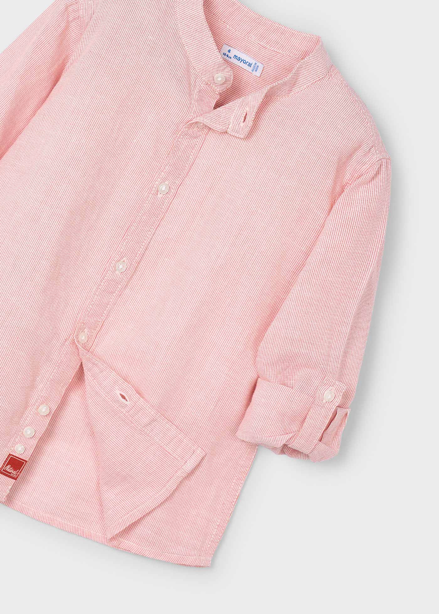 Camicia manica lunga colletto coreana lino bambino
