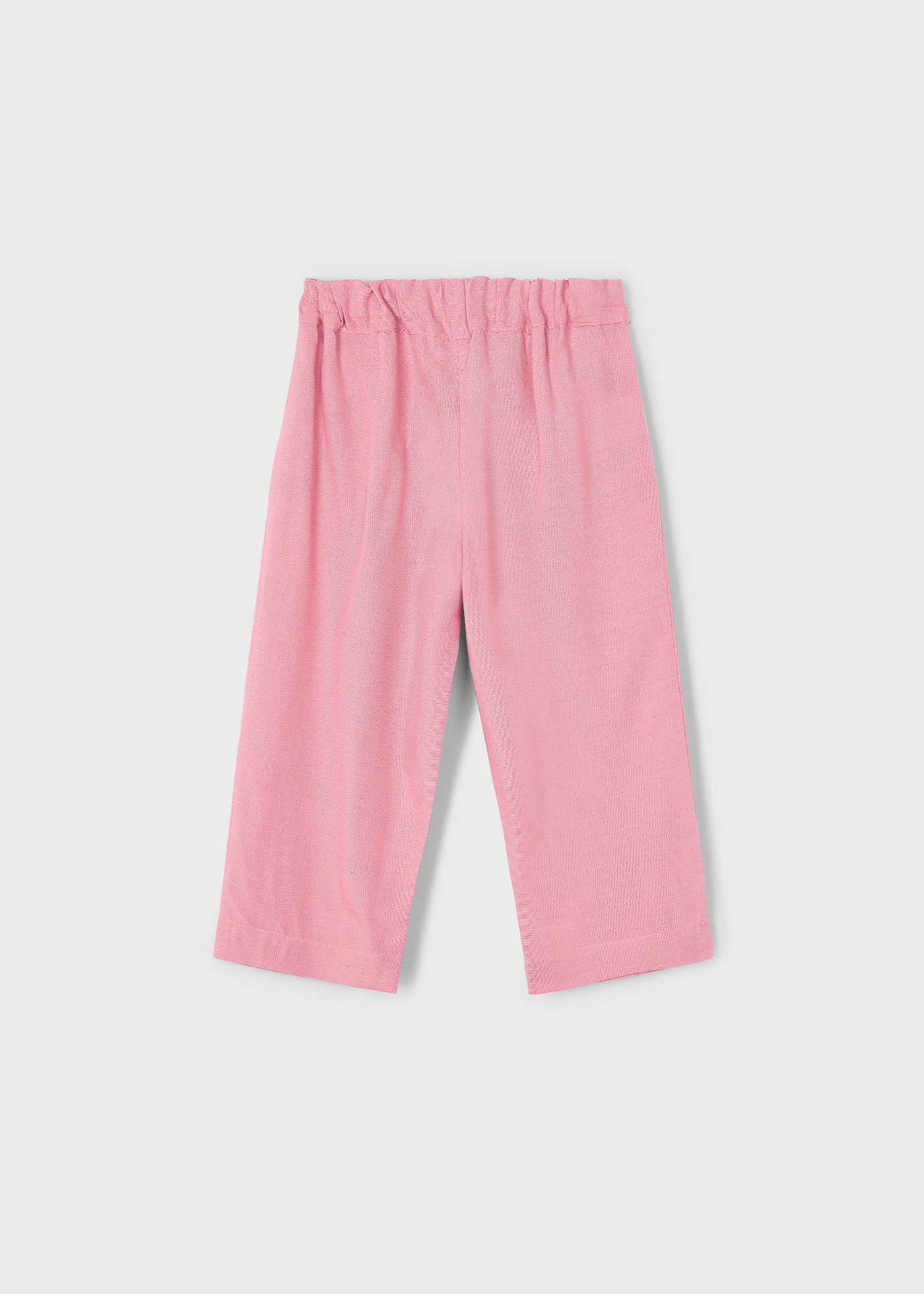 Calças fluidas com linho menina
