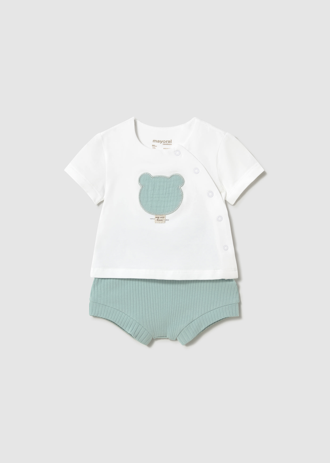 Newborn girl shorts and teddy top set