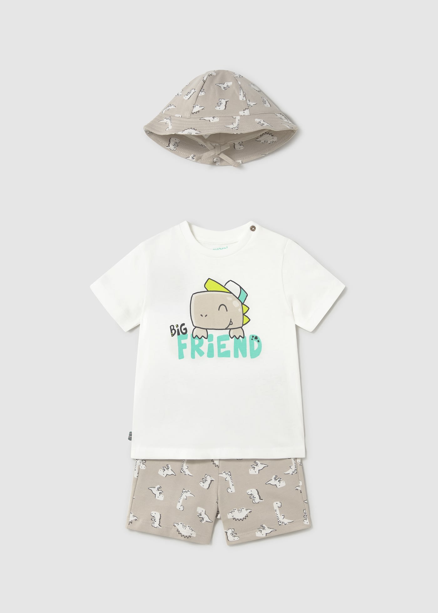 Conjunto 3 peças com chapéu bebé