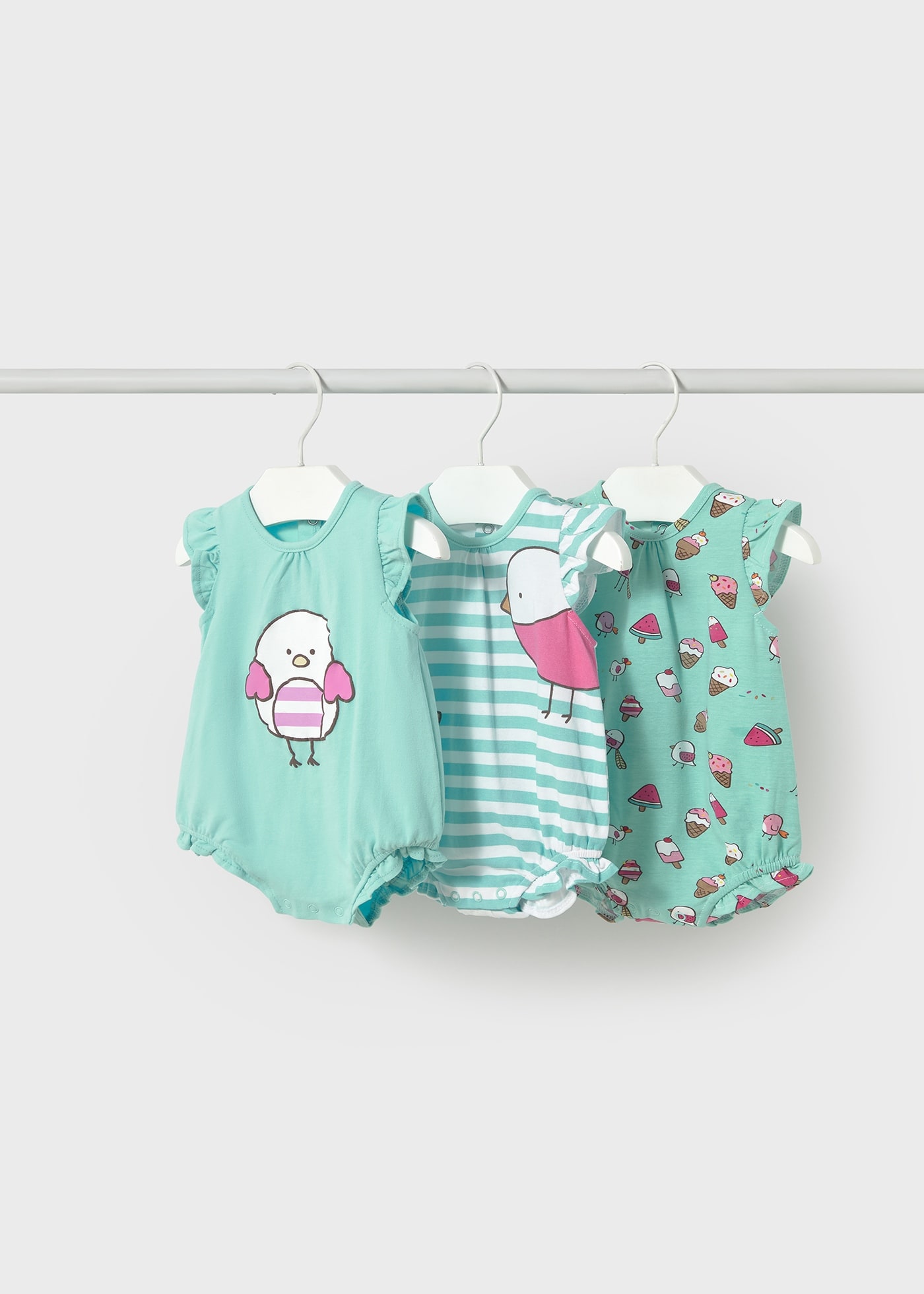 Newborn girl set of 3 rompers