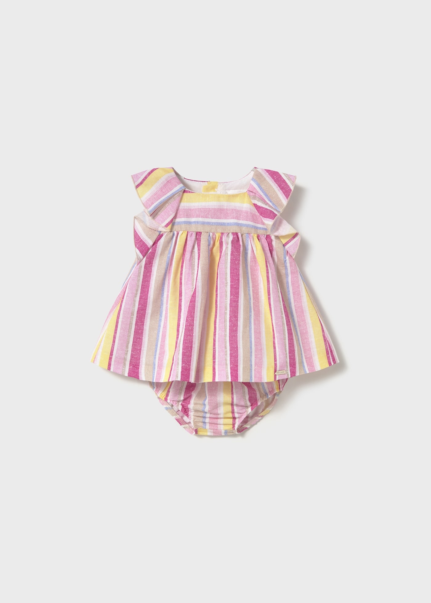 Newborn Striped Linen Dress with Bloomers