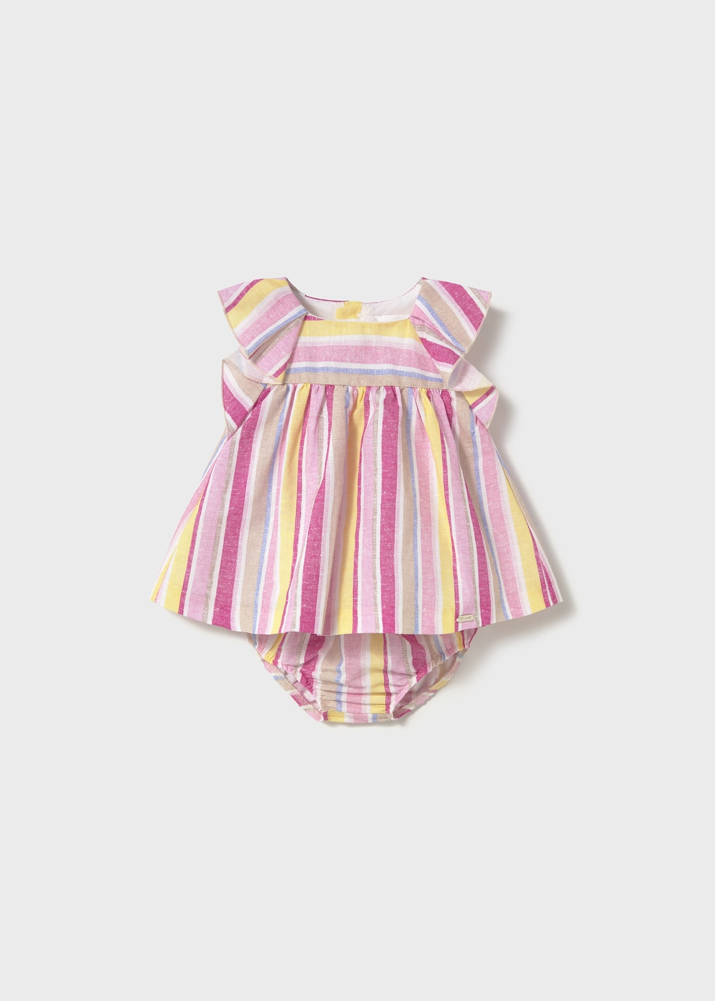 Robe en lin rayée avec bloomer nouveau-né