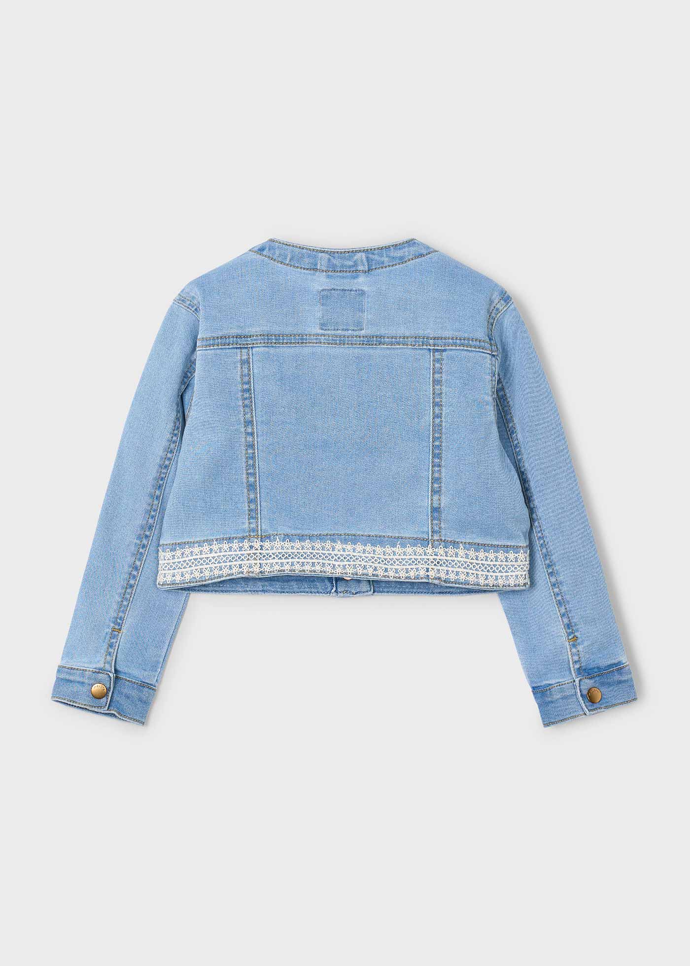 Giubbotto jeans dettagli pizzo bambina