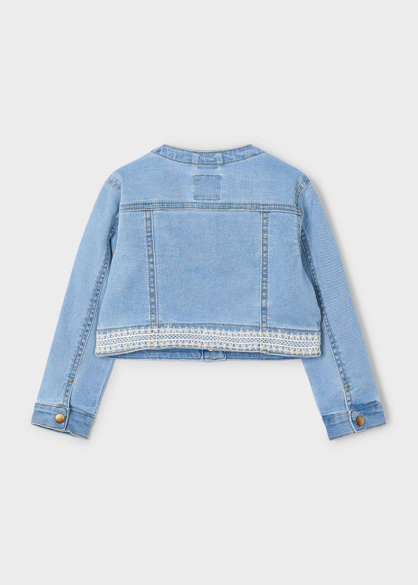 Veste en jean avec détails en guipure fille