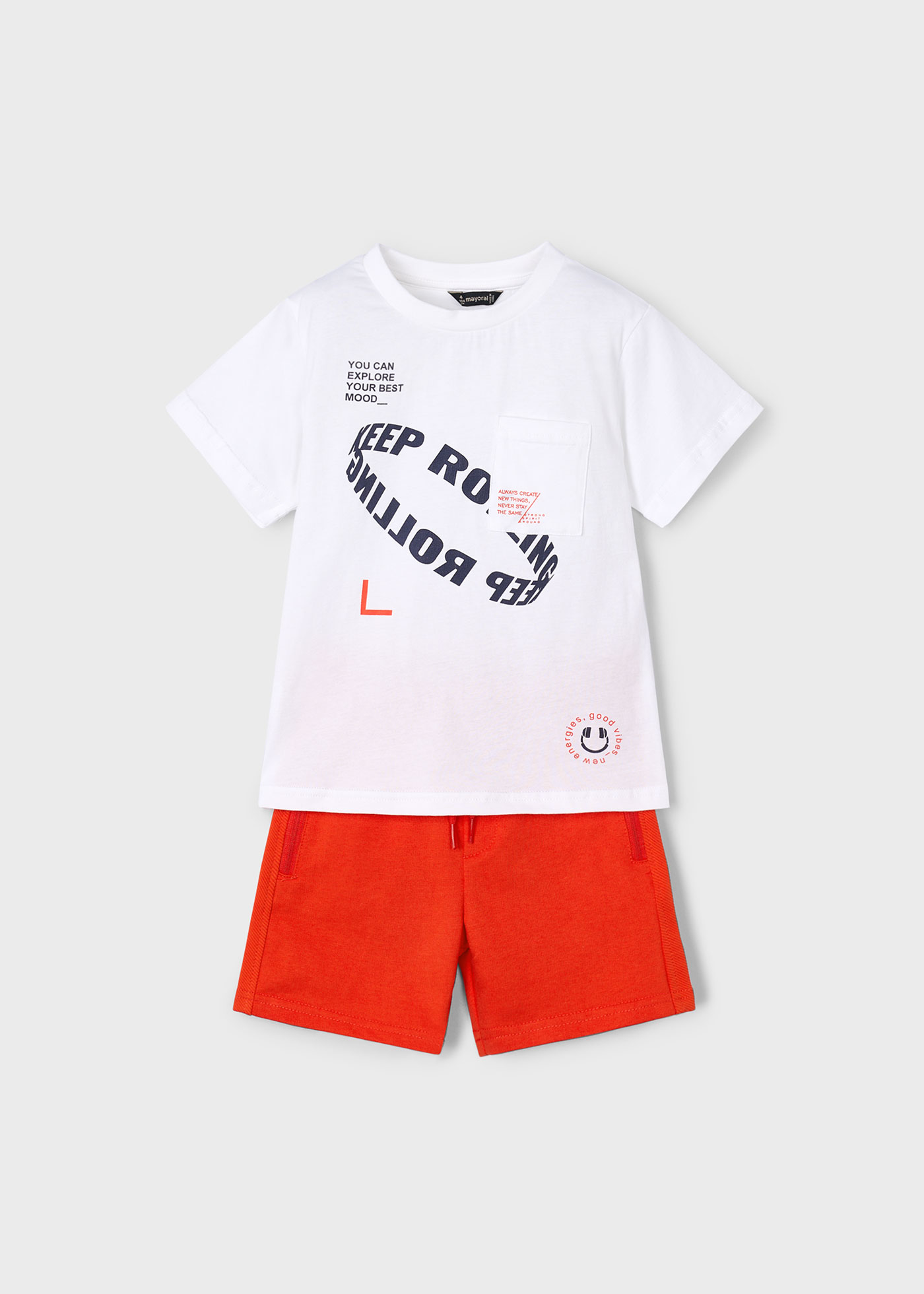 Boy text print shorts and t-shirt set