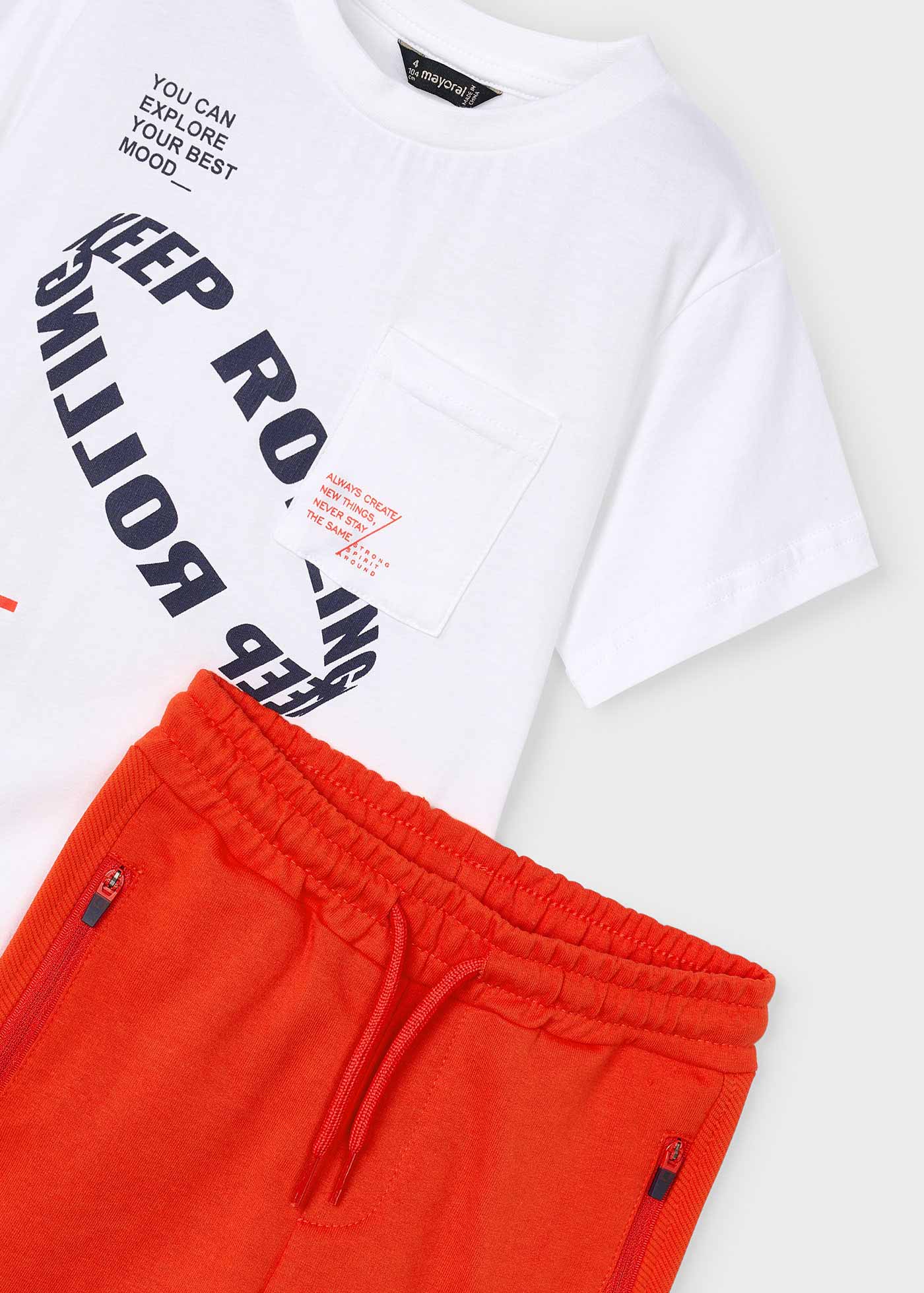 Boy text print shorts and t-shirt set