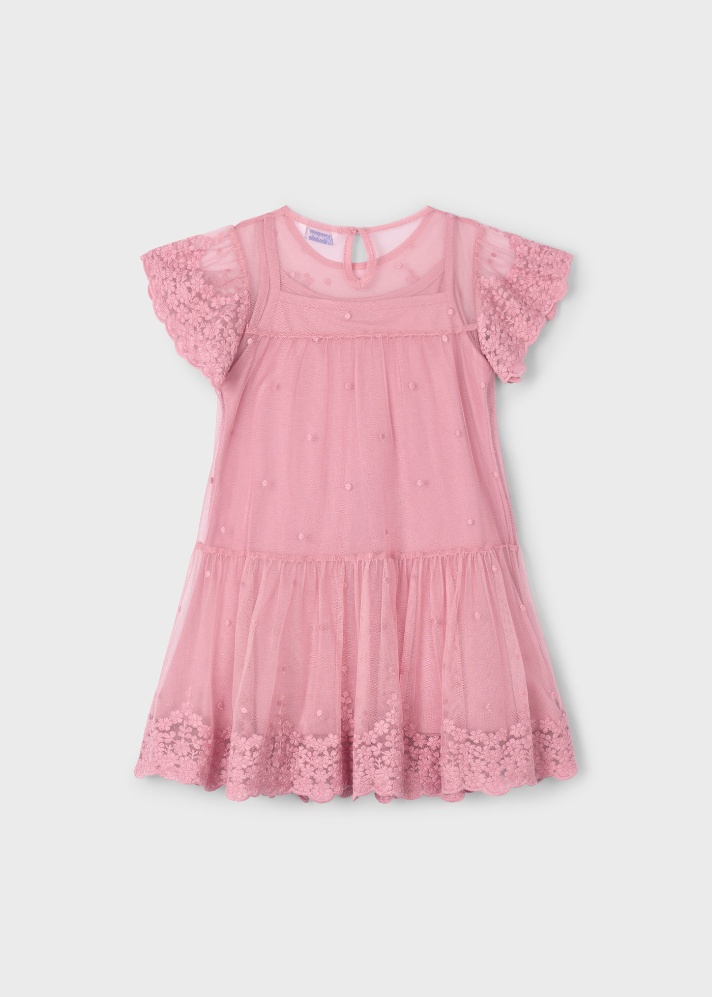 Vestido tule bordado menina