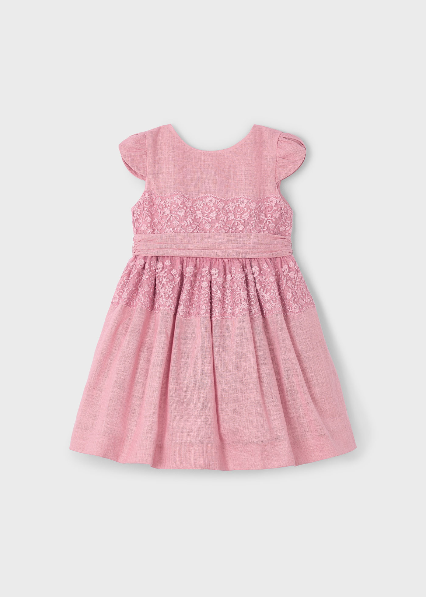 Vestito dettaglio pizzo con fusciacca bambina