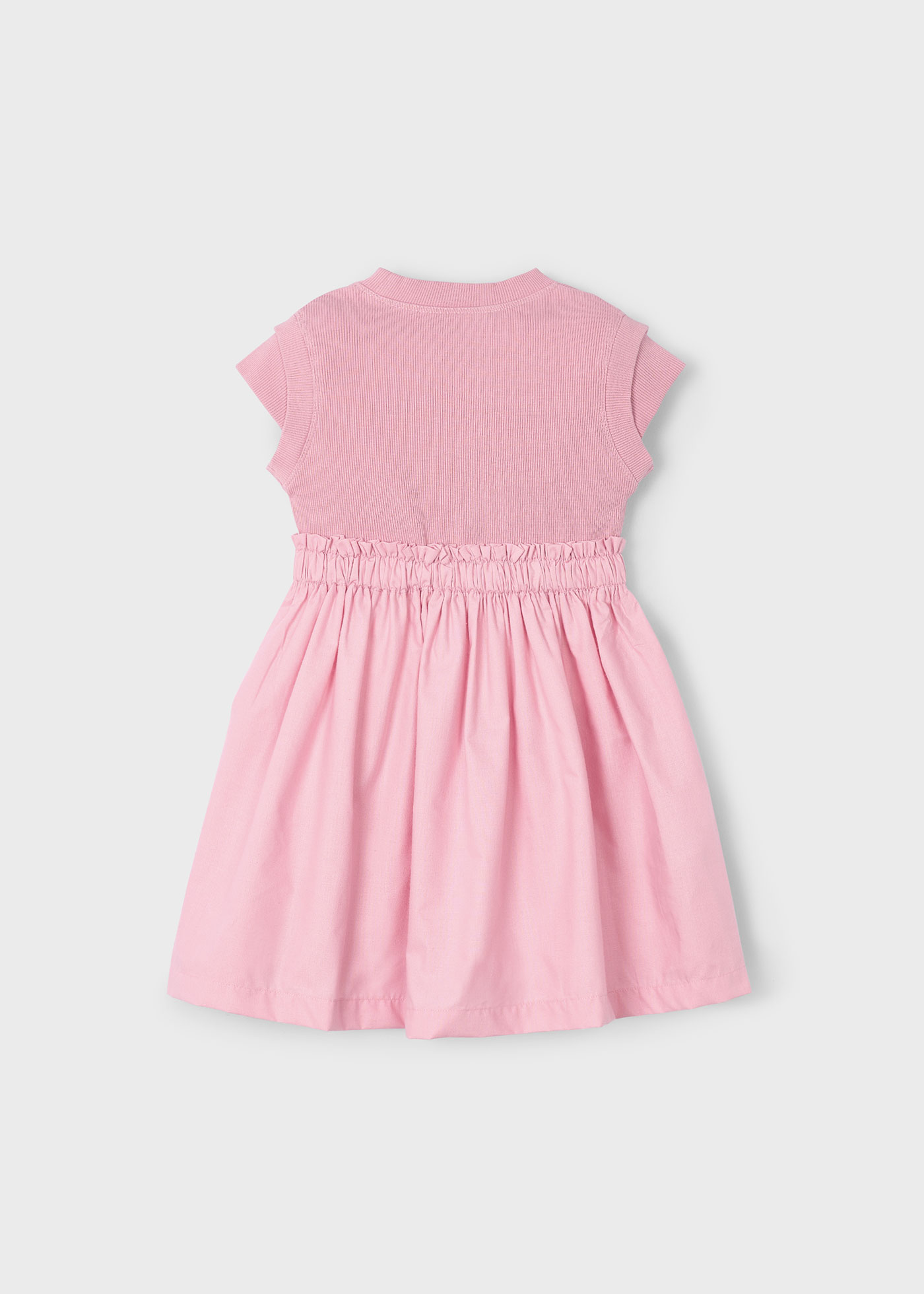 Vestido combinado canelado menina