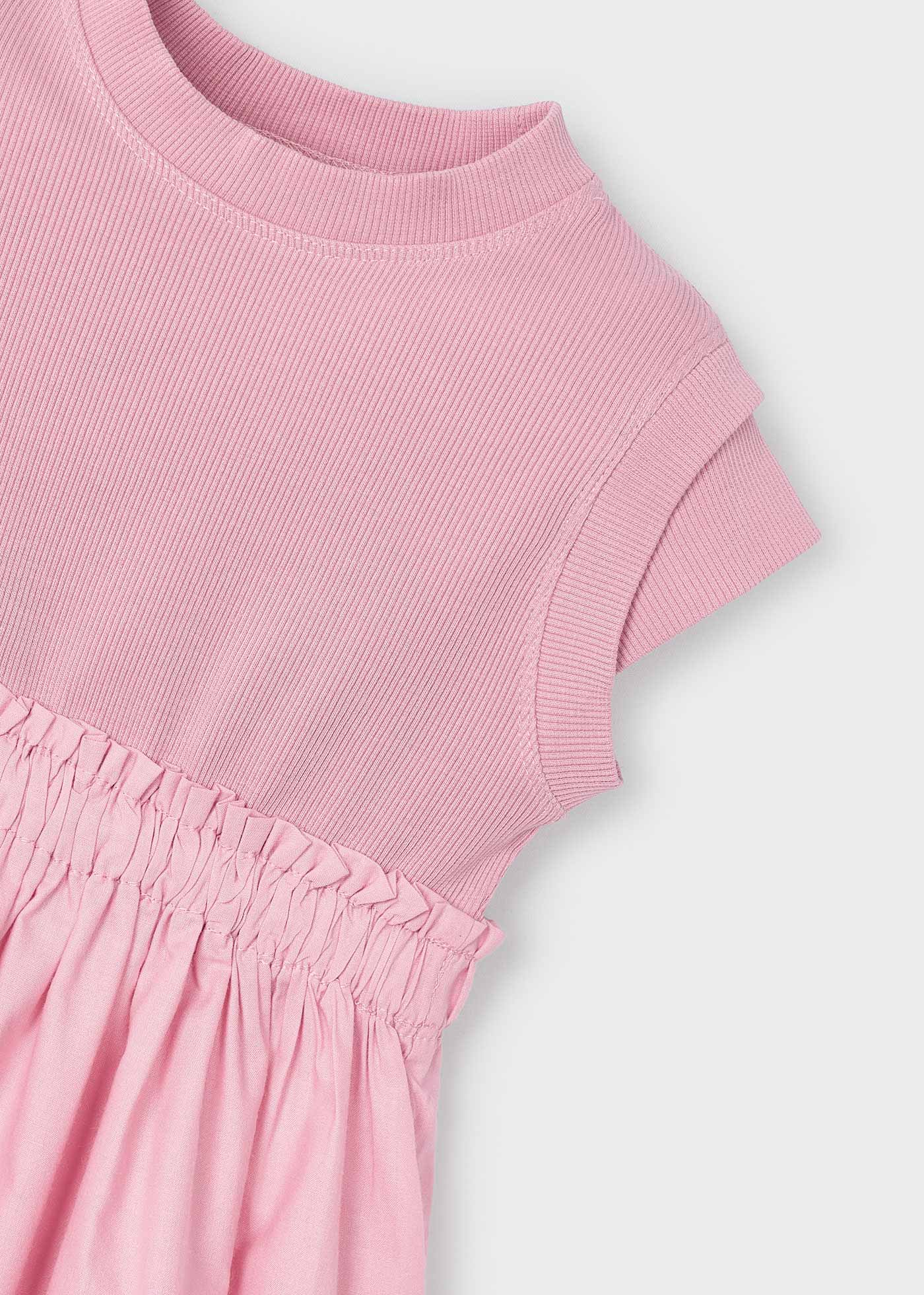 Vestido combinado canelado menina
