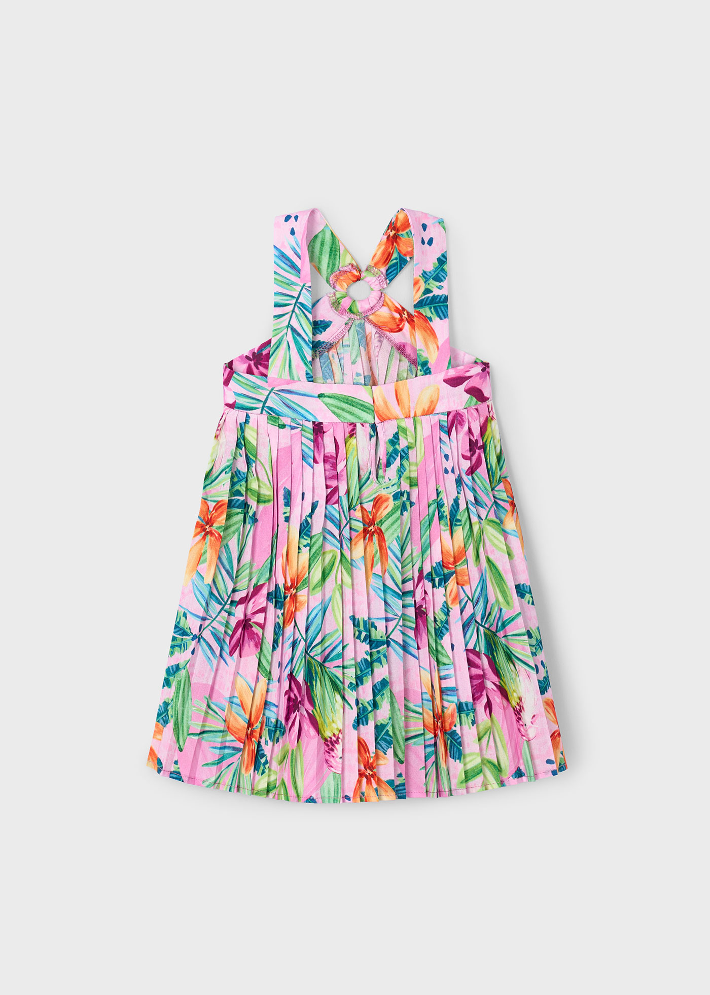 Girl pleated tropical dress