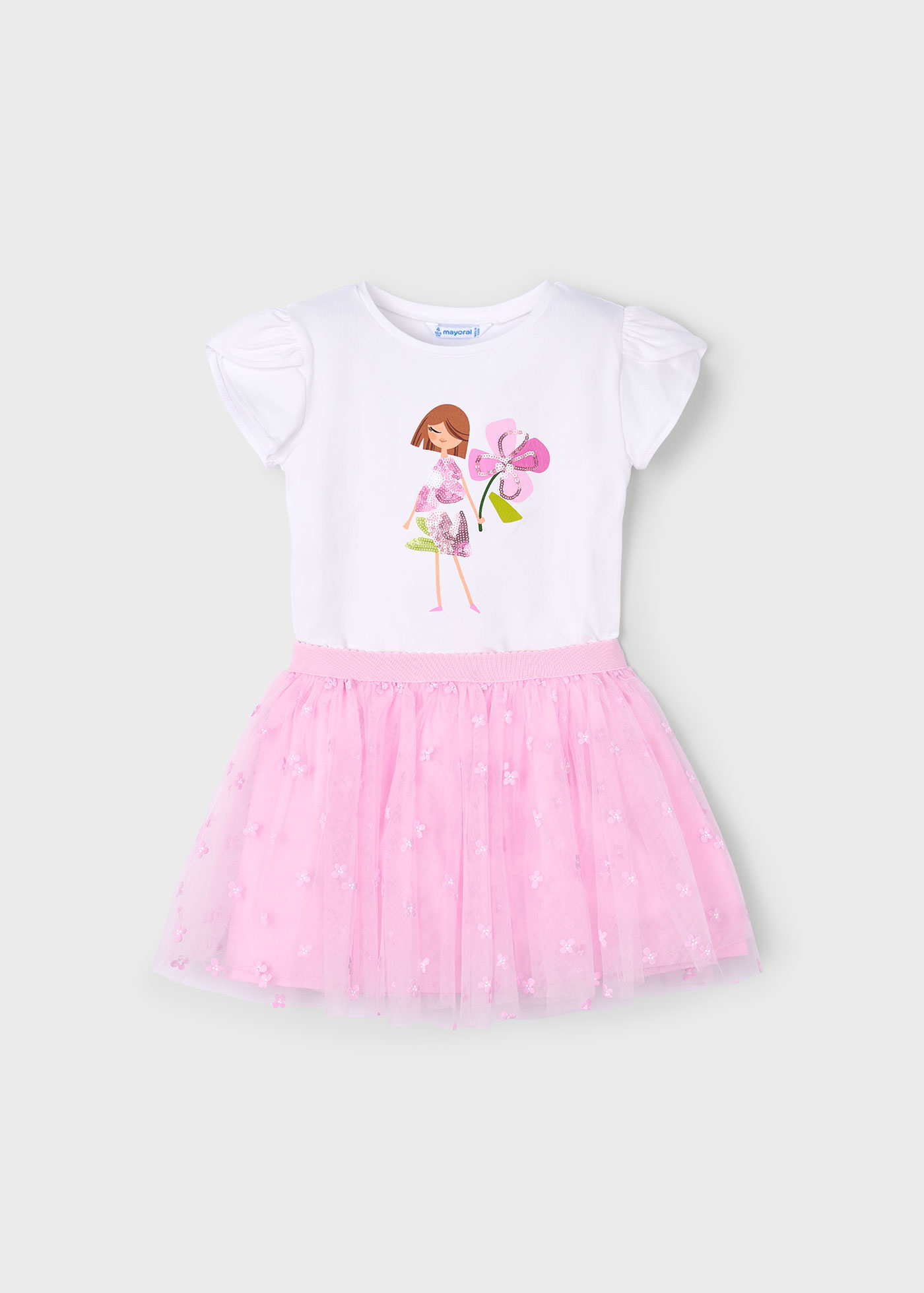 Conjunto saia tule e t-shirt menina