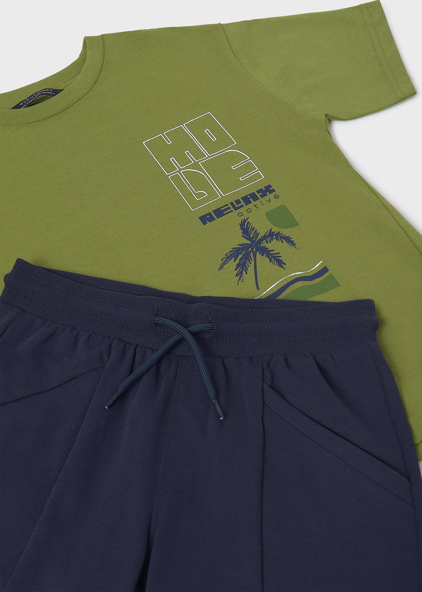 Conjunto bermuda e t-shirt palmeira rapaz