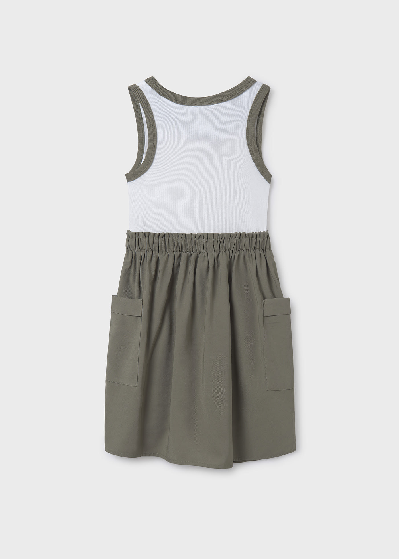 Girl Mixed Fabric Cargo Dress