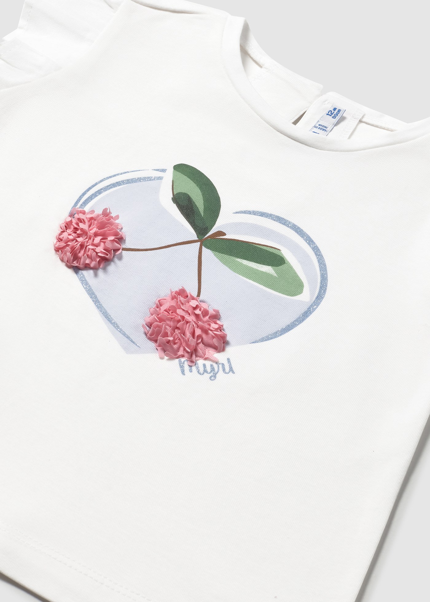 T-shirt manga folho bebé
