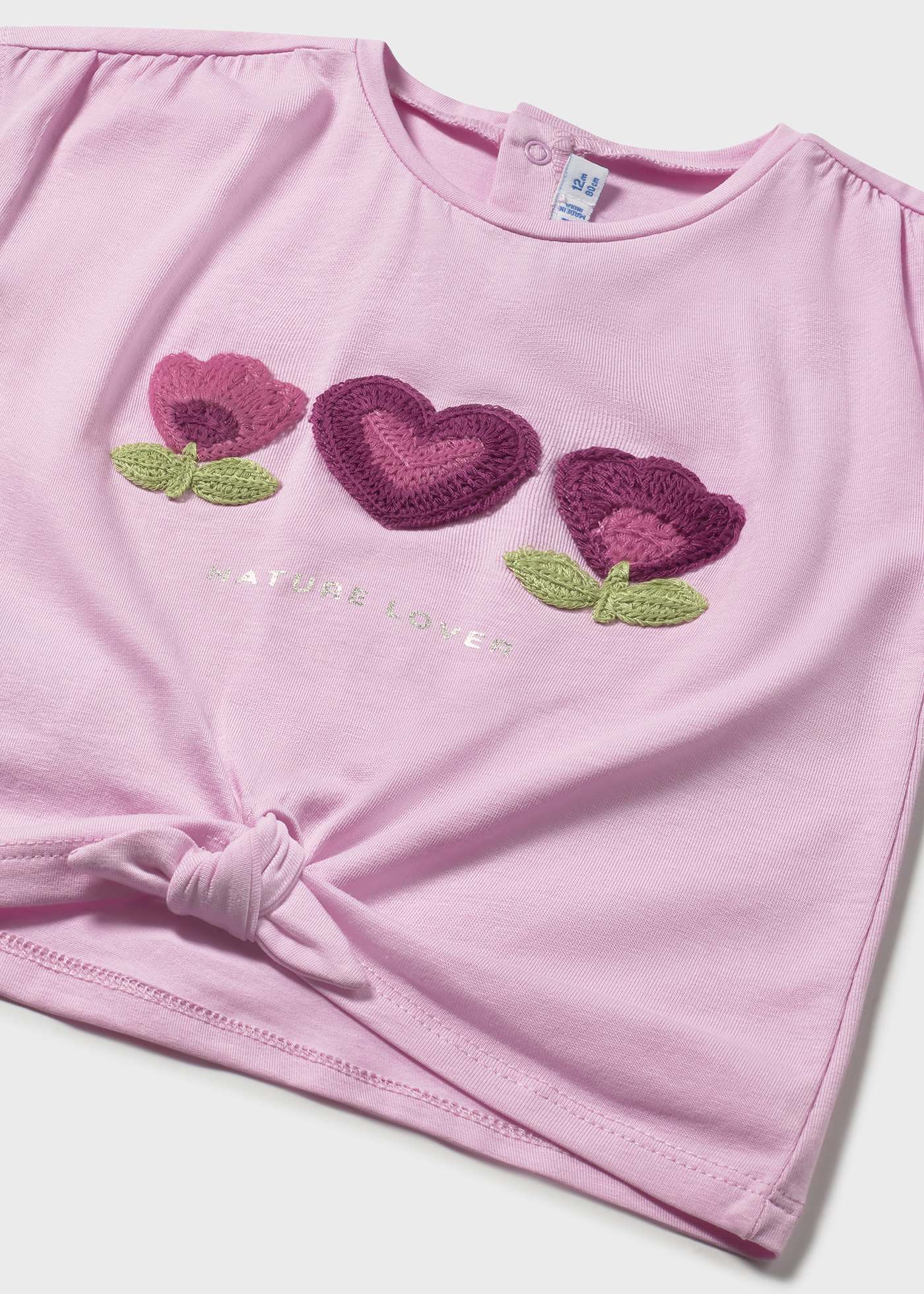 T-shirt aplicação croché bebé