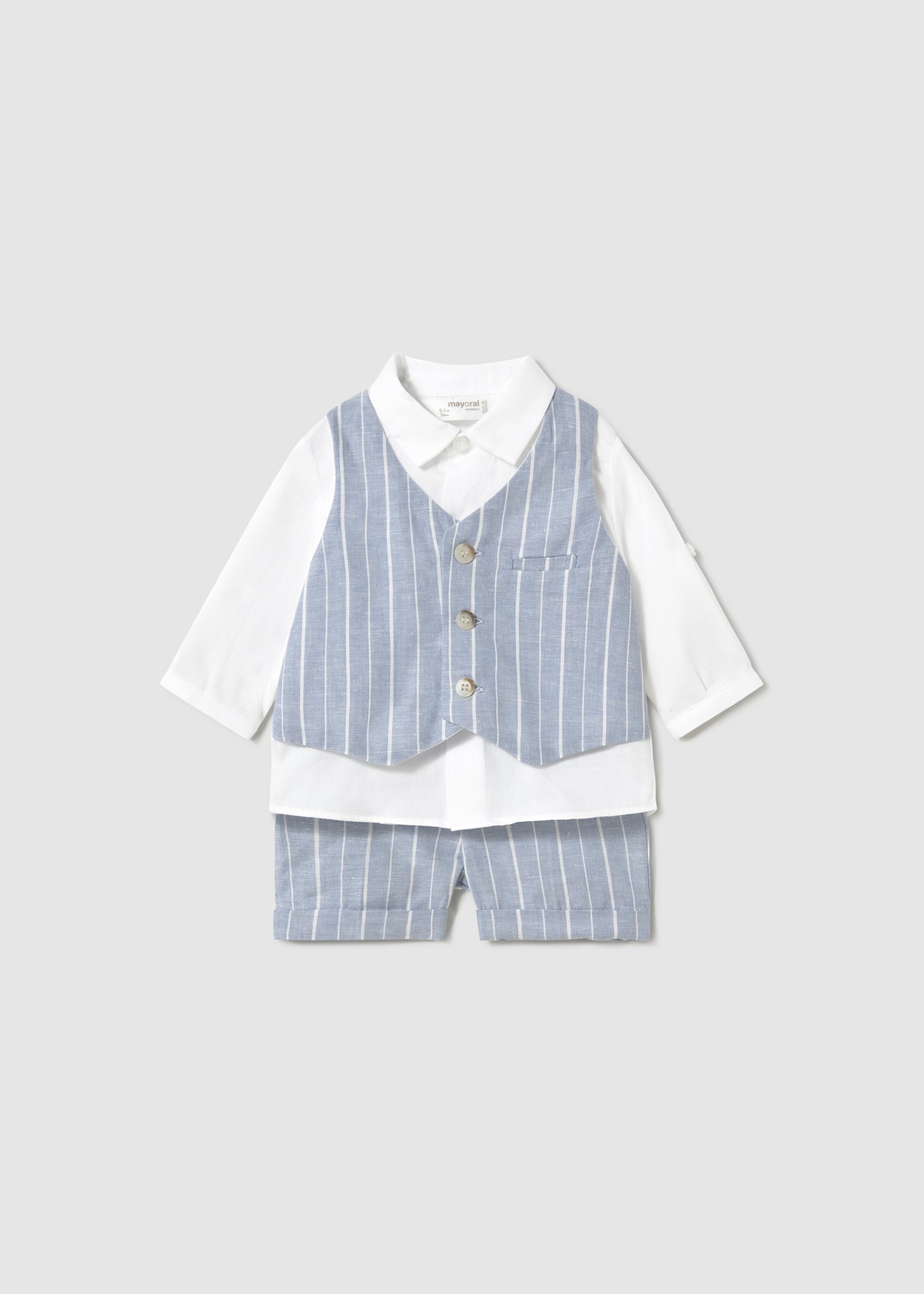 Newborn boy trousers and shirt set with waistcoat