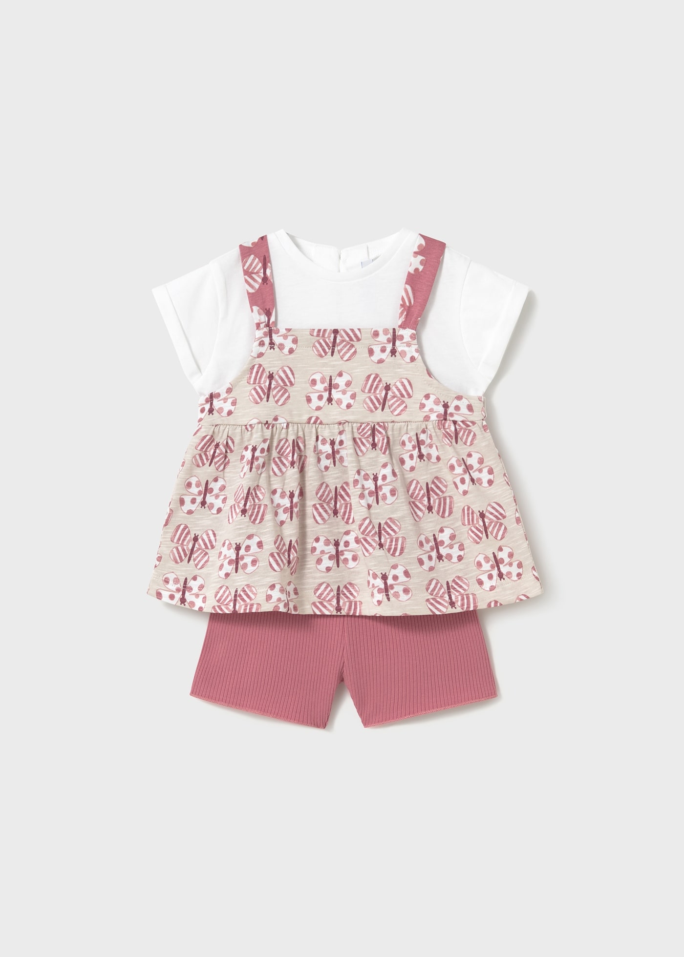Conjunto calção e t-shirt com sobreposição bebé