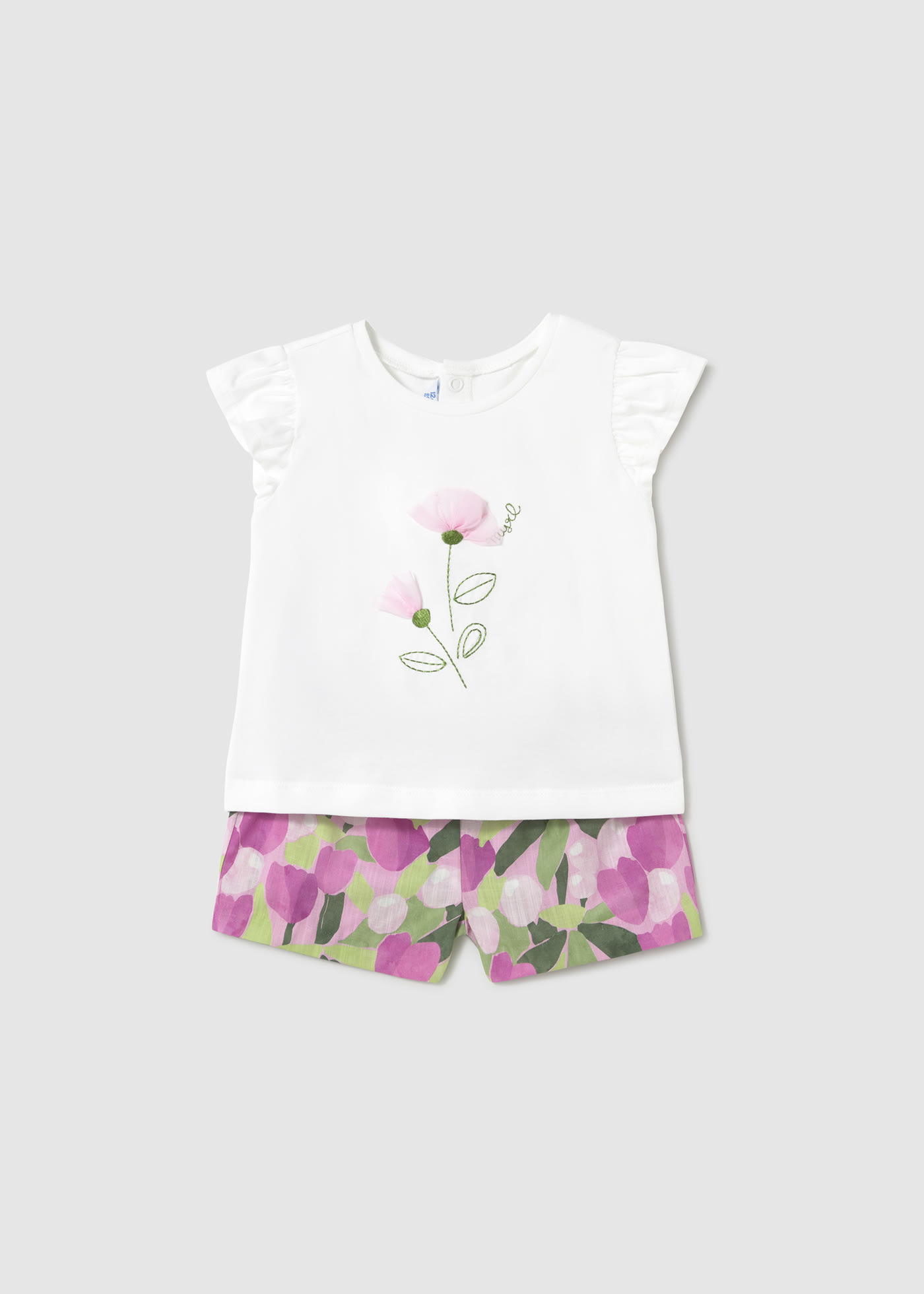 Conjunto calções floral e t-shirt bebé floral